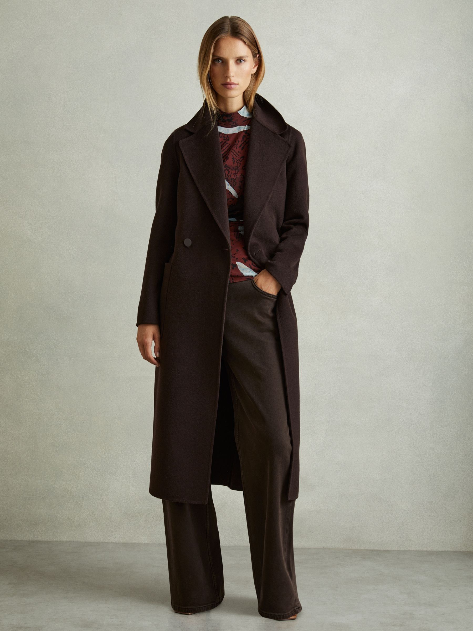 Printed Ruched Top in Burgundy