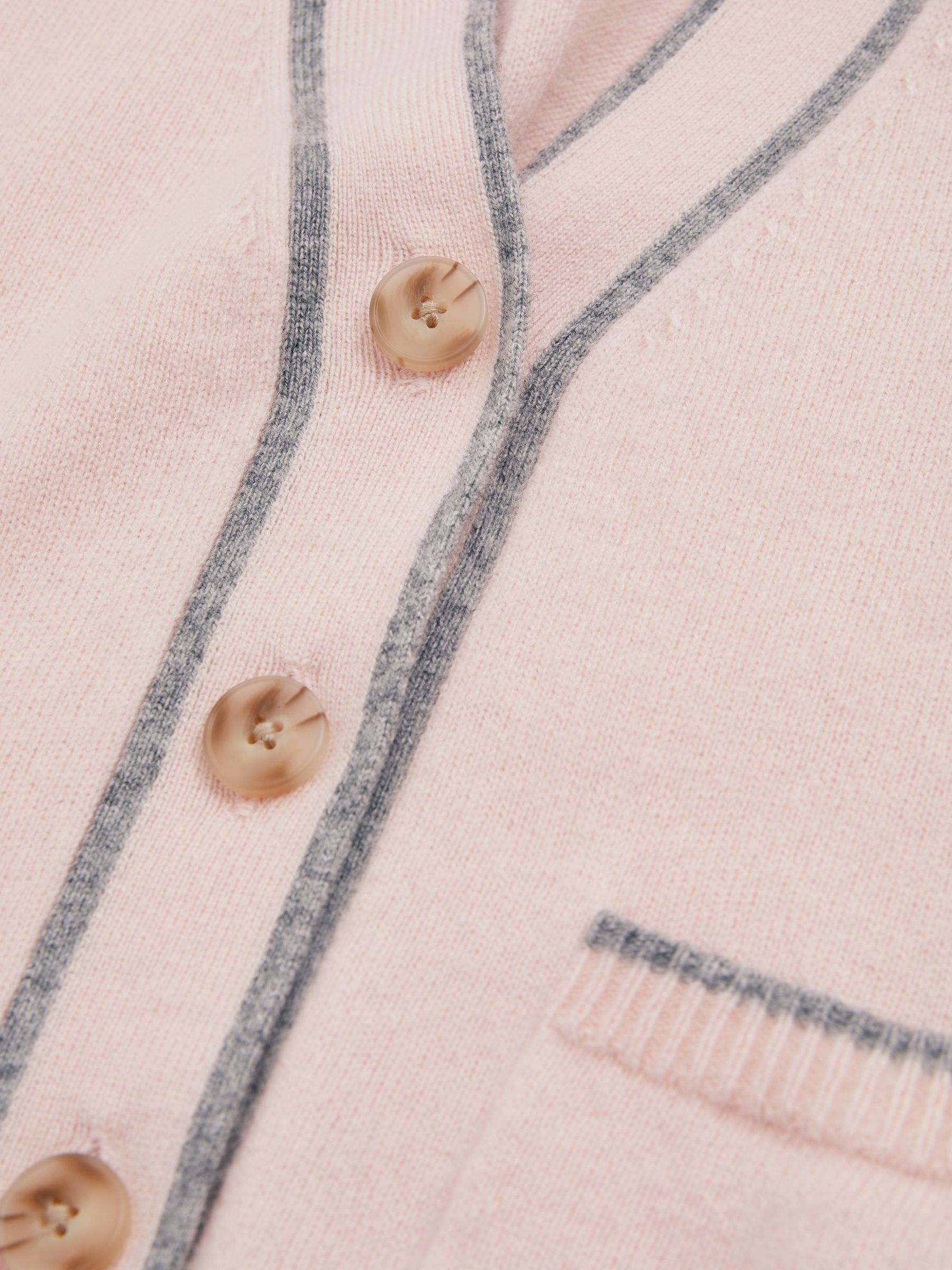 13-14 yrs Wool-Blend Stripe-Detail Cardigan With Cashmere in Pink