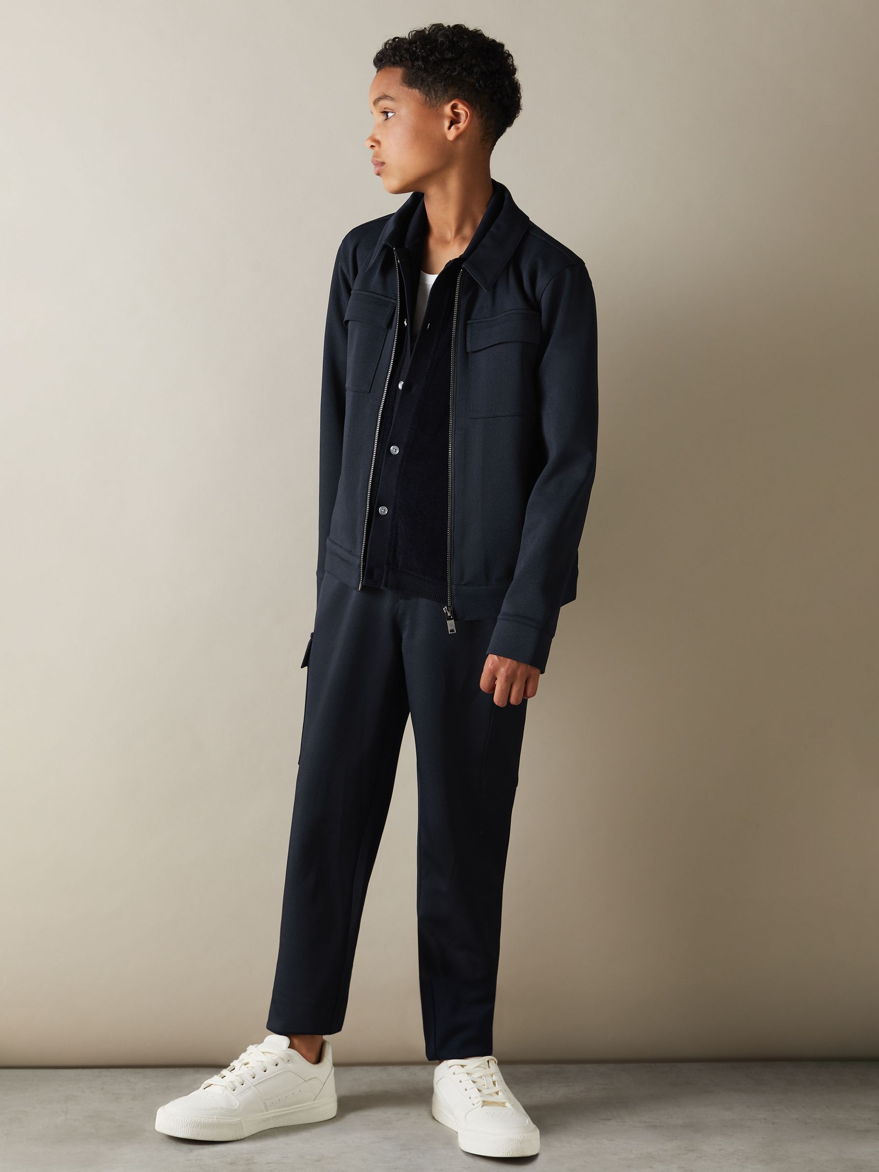 3-9 yrs Twill Zip-Front Jacket in Navy
