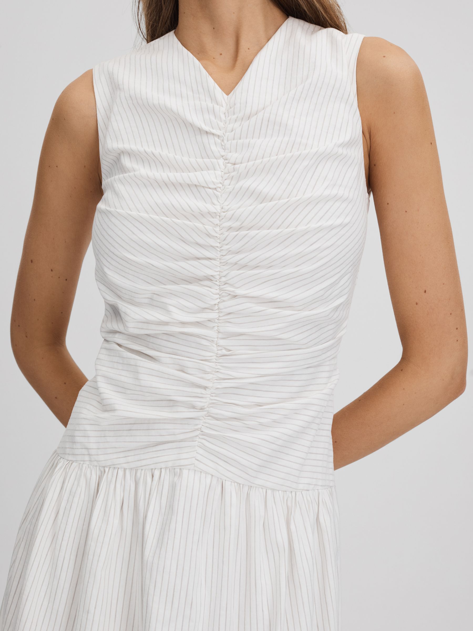 Anna Quan Ruche Maxi Dress in White Stripe