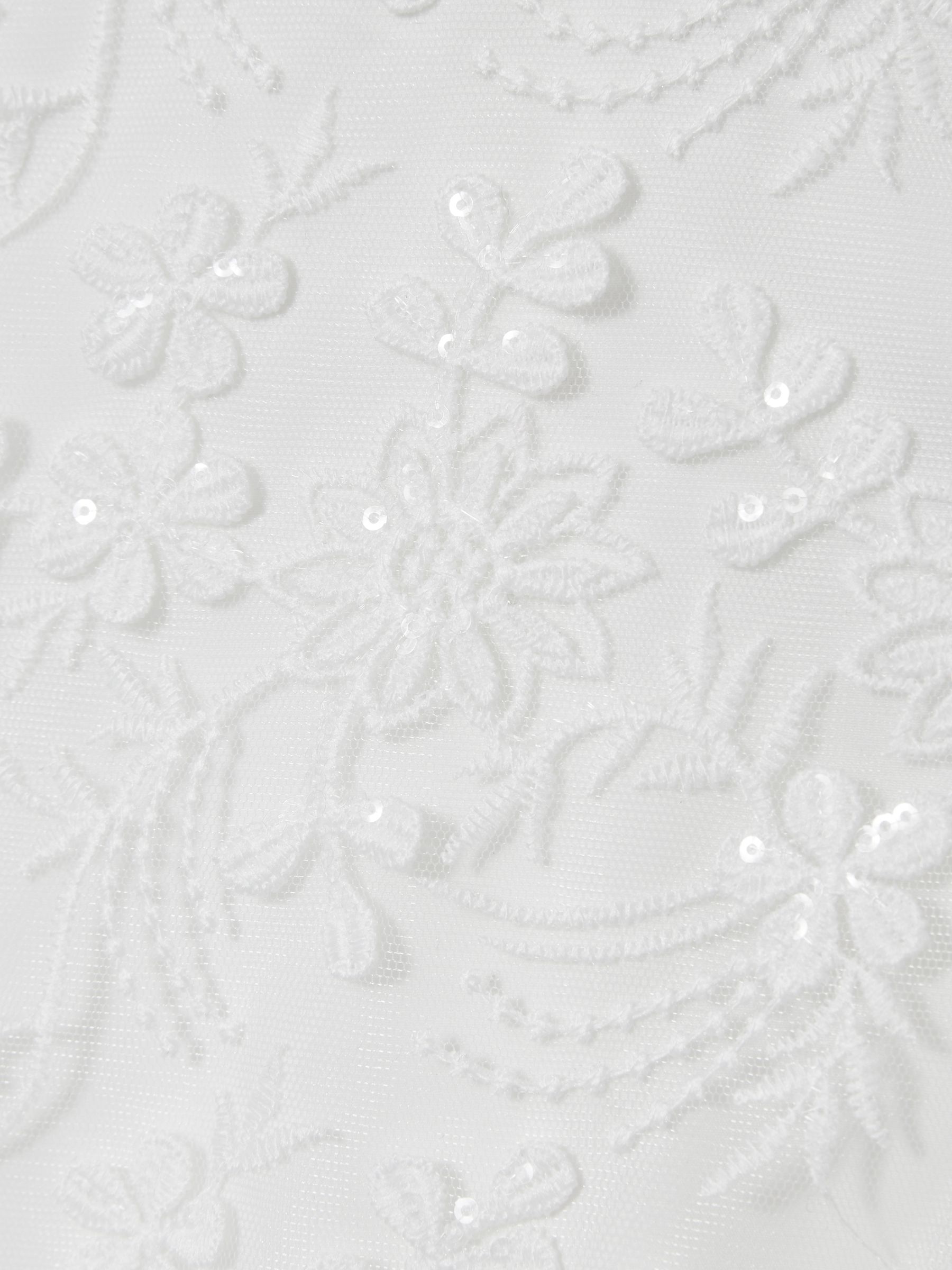 13-14 yrs Tulle Floral-Embroidered Bridesmaid Dress in Ivory