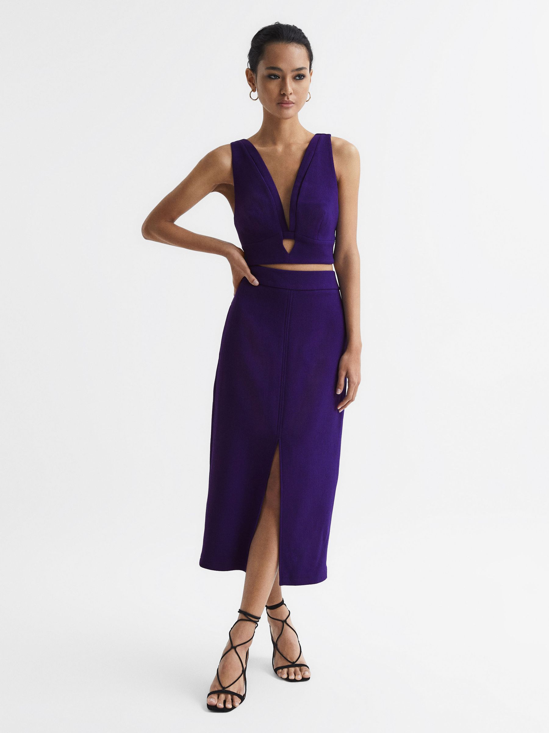 Deep V-Neck Crop Top in Purple