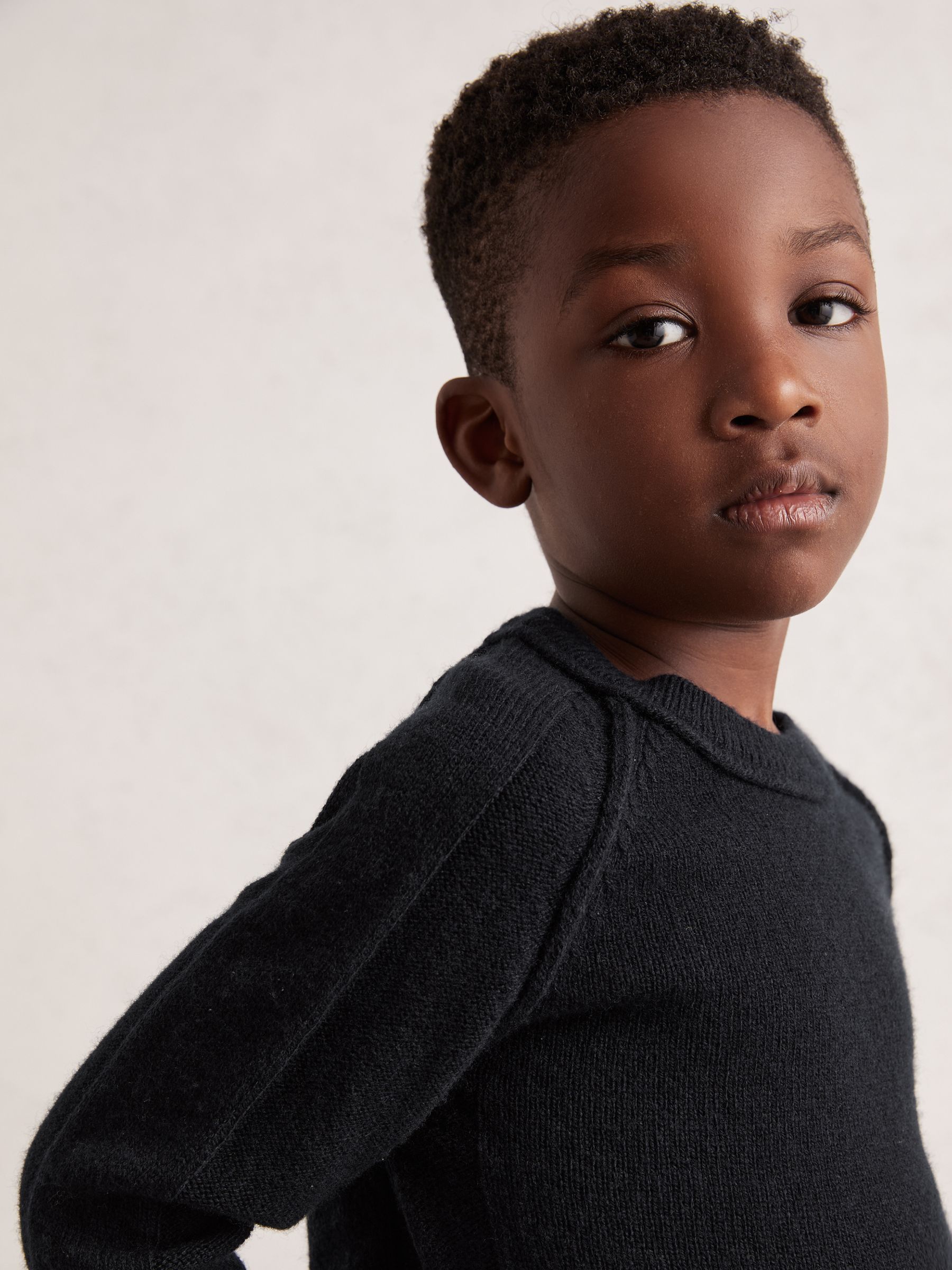 3-9 yrs Wool-Cashmere Reverse-Seam Jumper in Navy