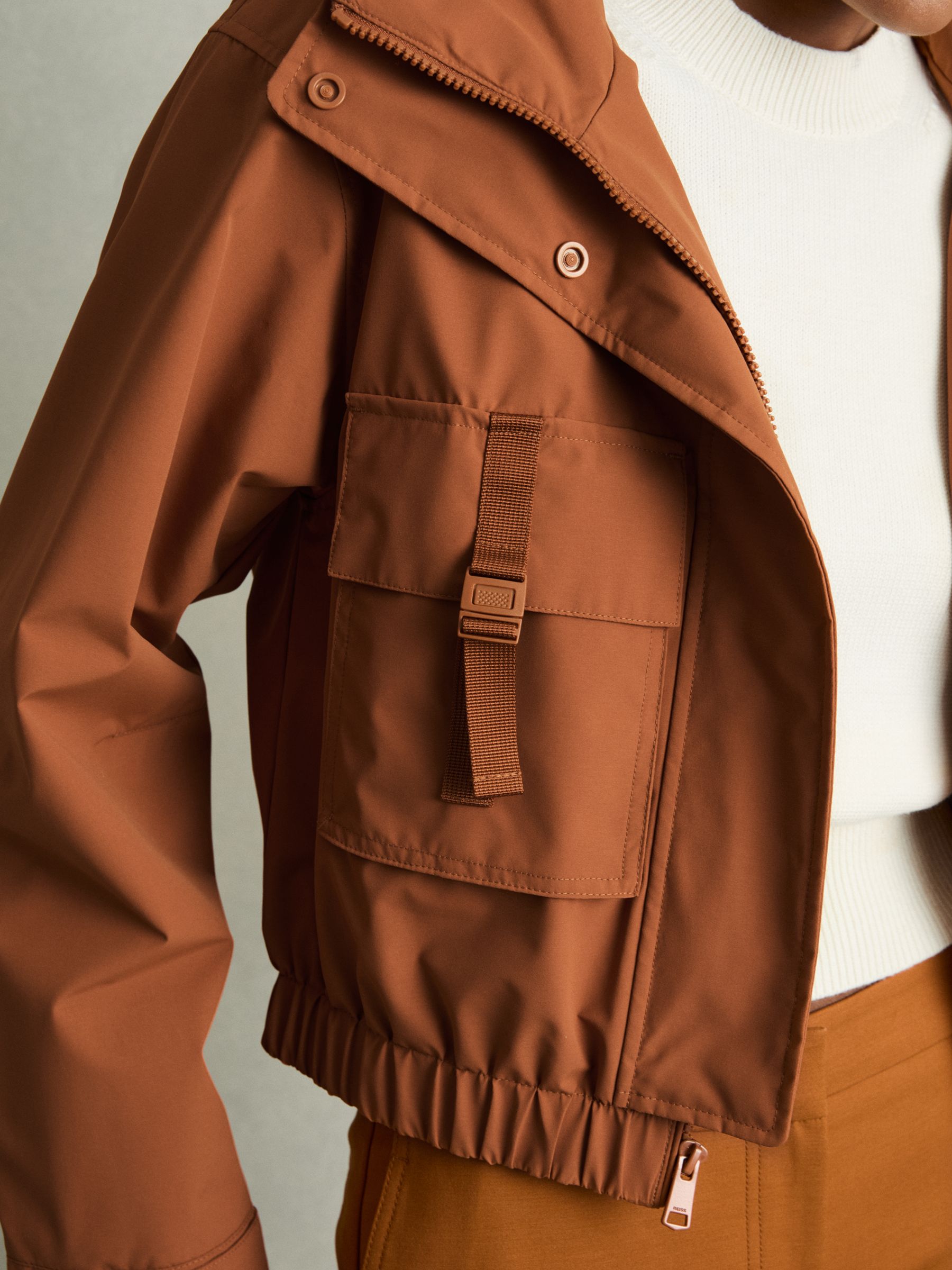 Technical Hooded Utility Jacket in Rust