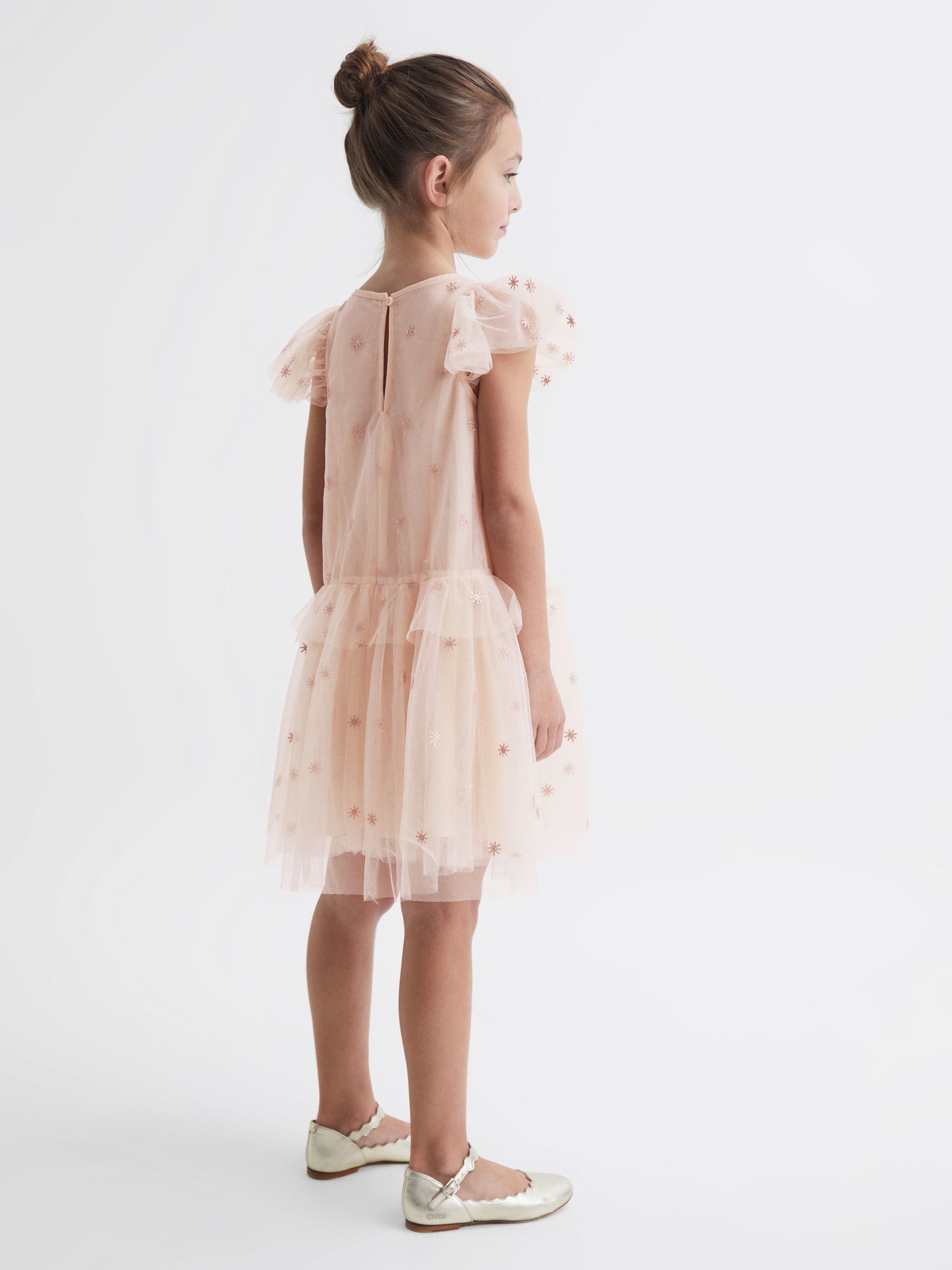 9-12 yrs Tulle Embroidered Dress in Pale Pink
