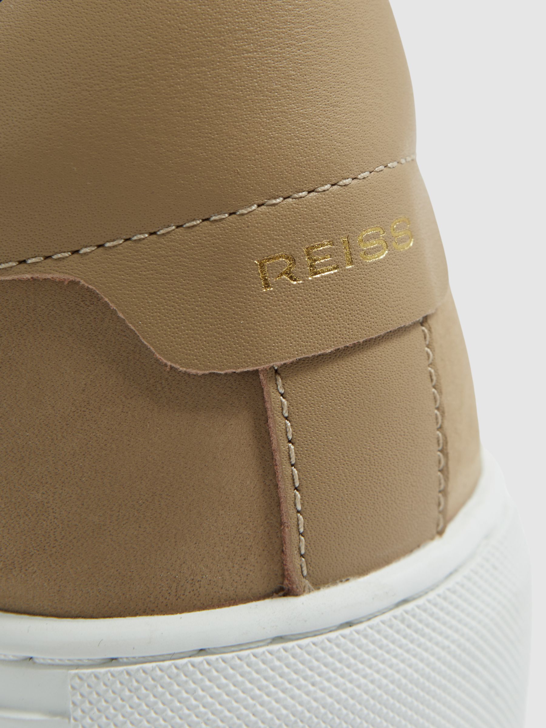 Nubuck Leather Low Top Trainers in Camel