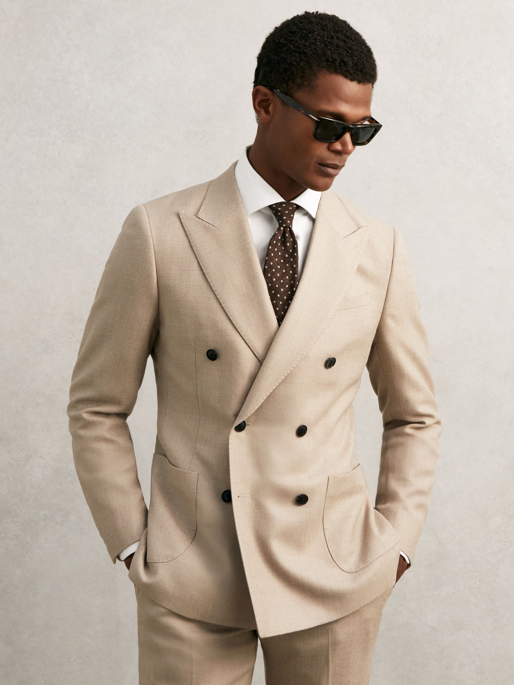 Wool-Cotton Polka-Dot Tie in Chocolate Brown