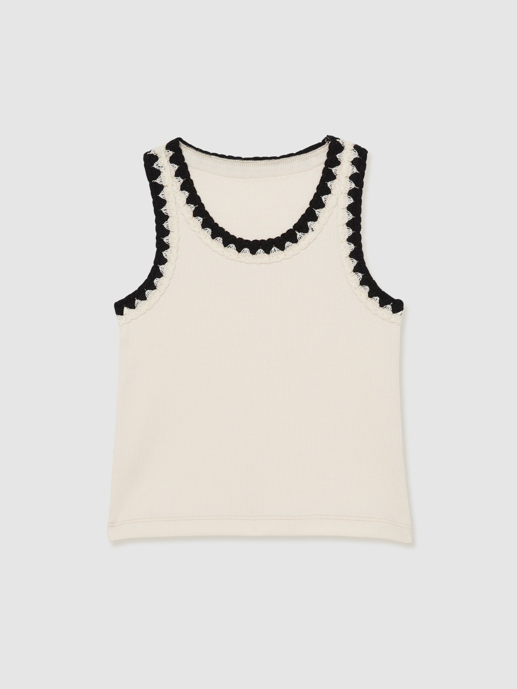 4-9 yrs Cotton Crochet-Trim Vest in Ivory