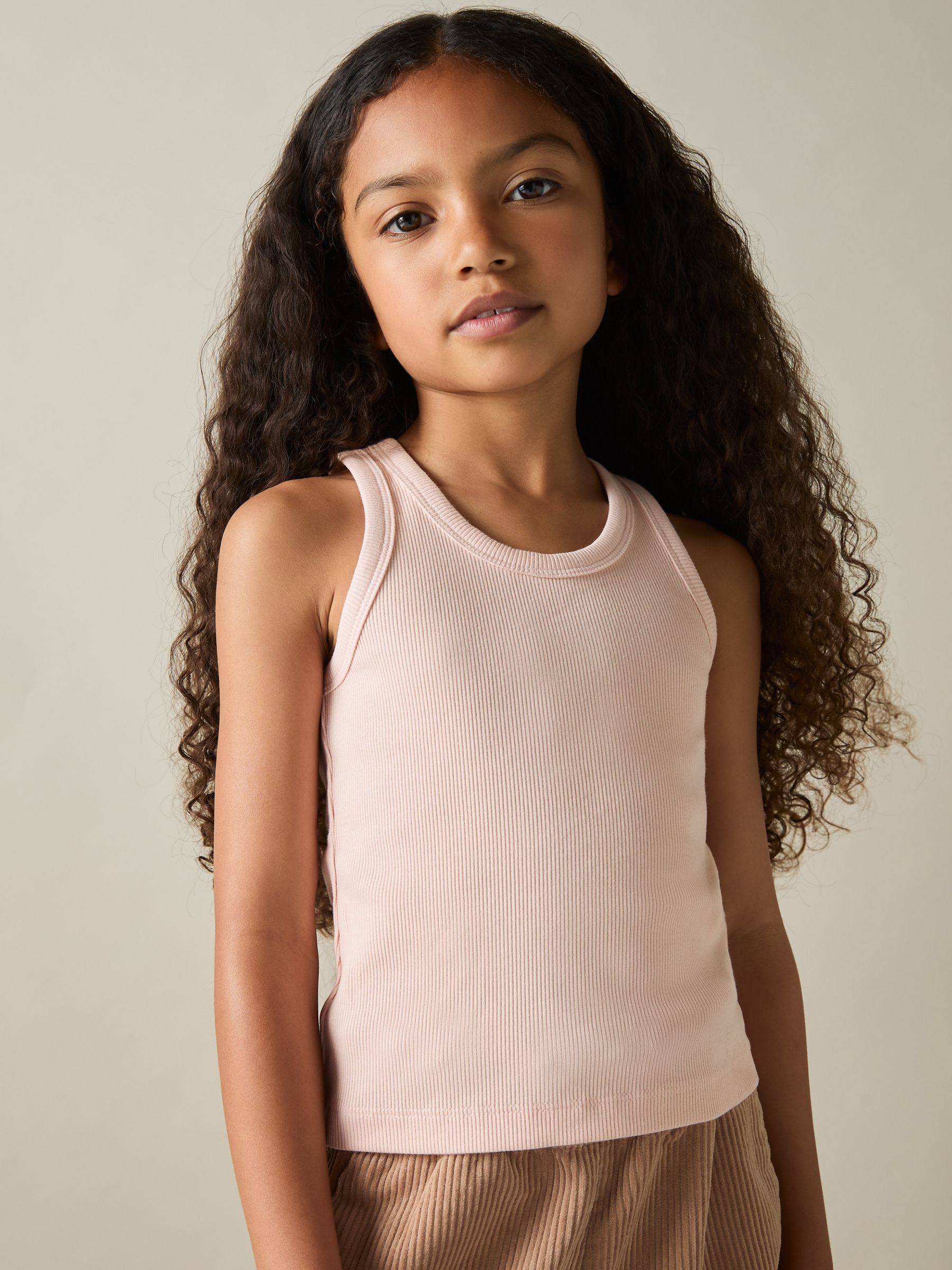 4-9 yrs Stretch-Cotton Ribbed Vest 3 Pack in Multicolour