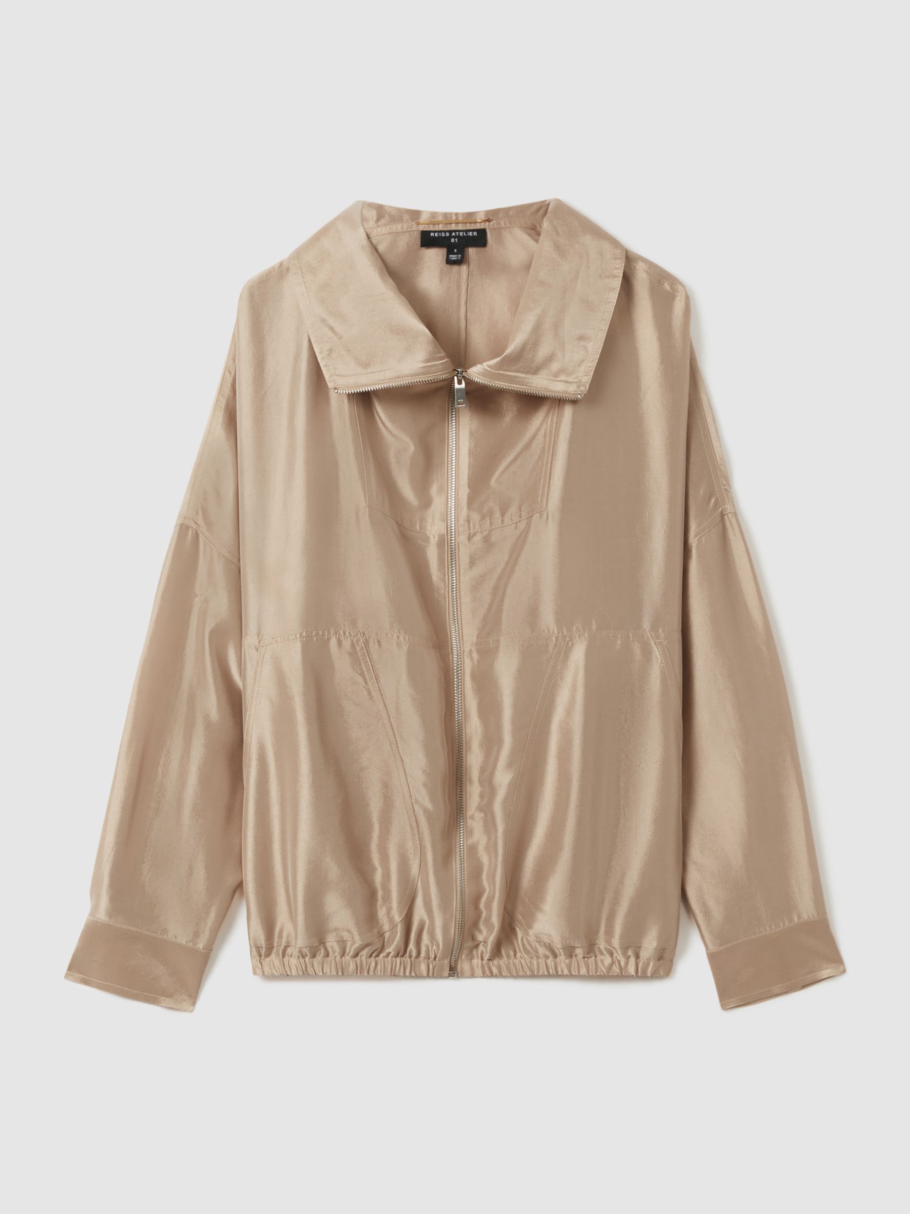 Atelier Zip-Through Jacket with Silk in Champagne