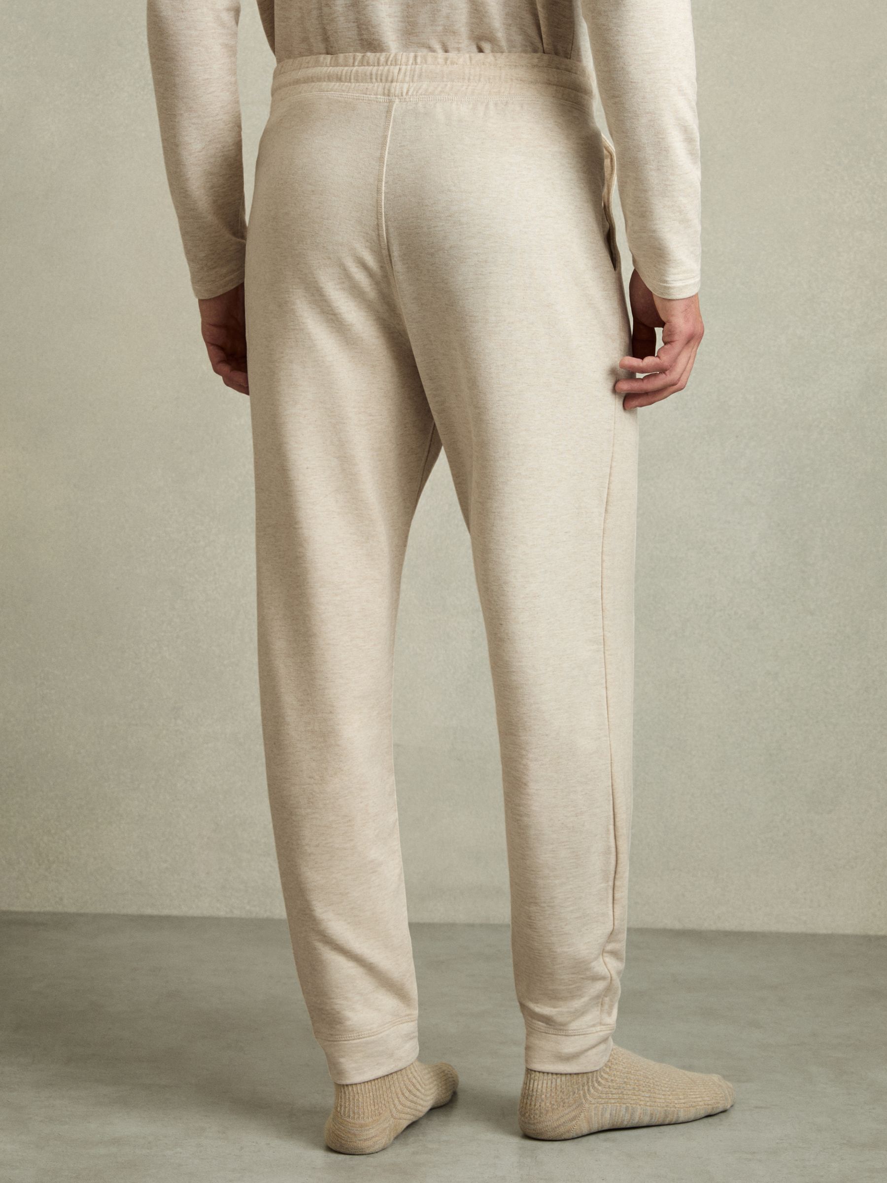 Drawstring Fleece Lined Joggers in Oatmeal Melange