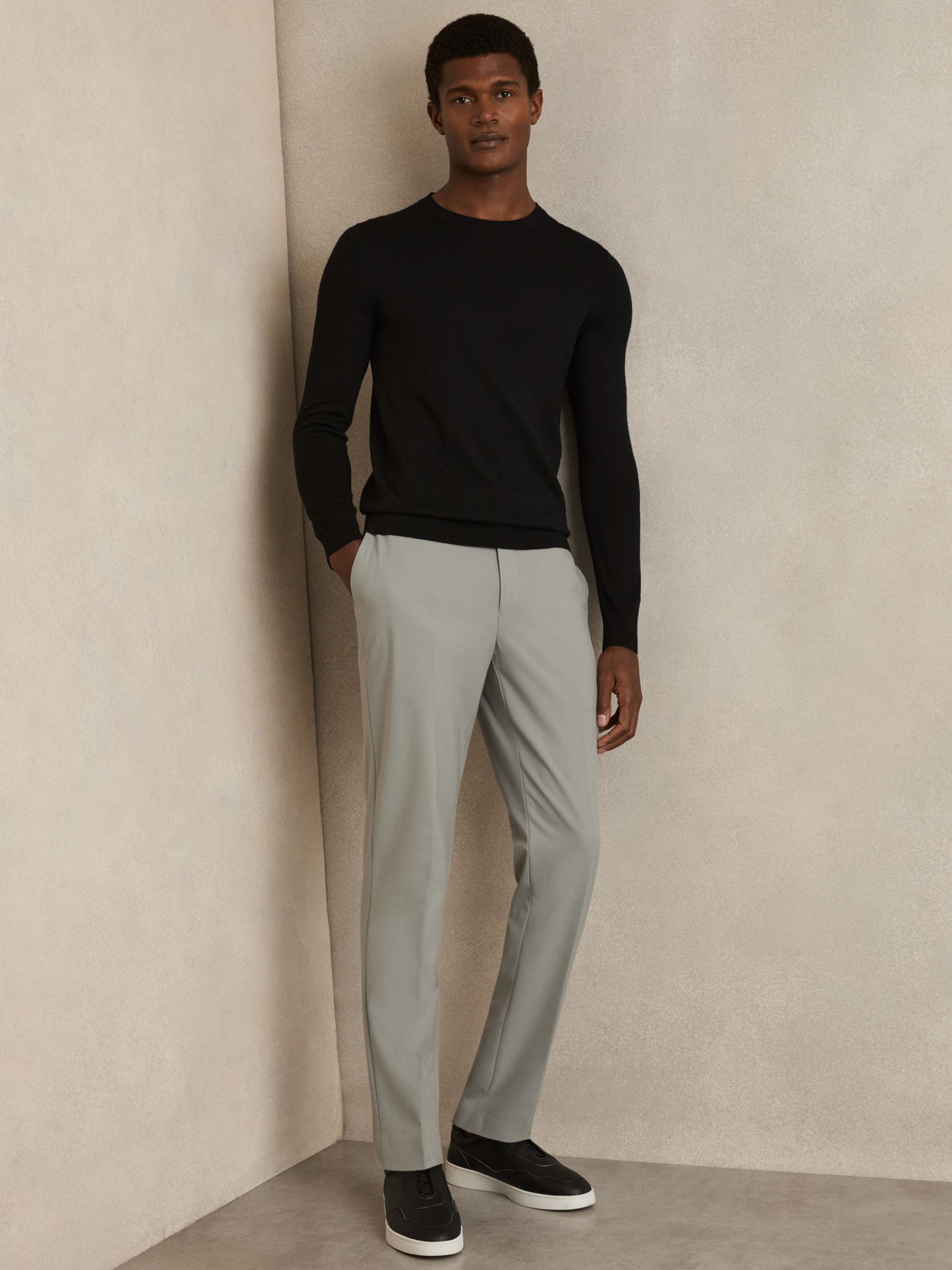 Slim-Fit Drawcord Trousers in Sage