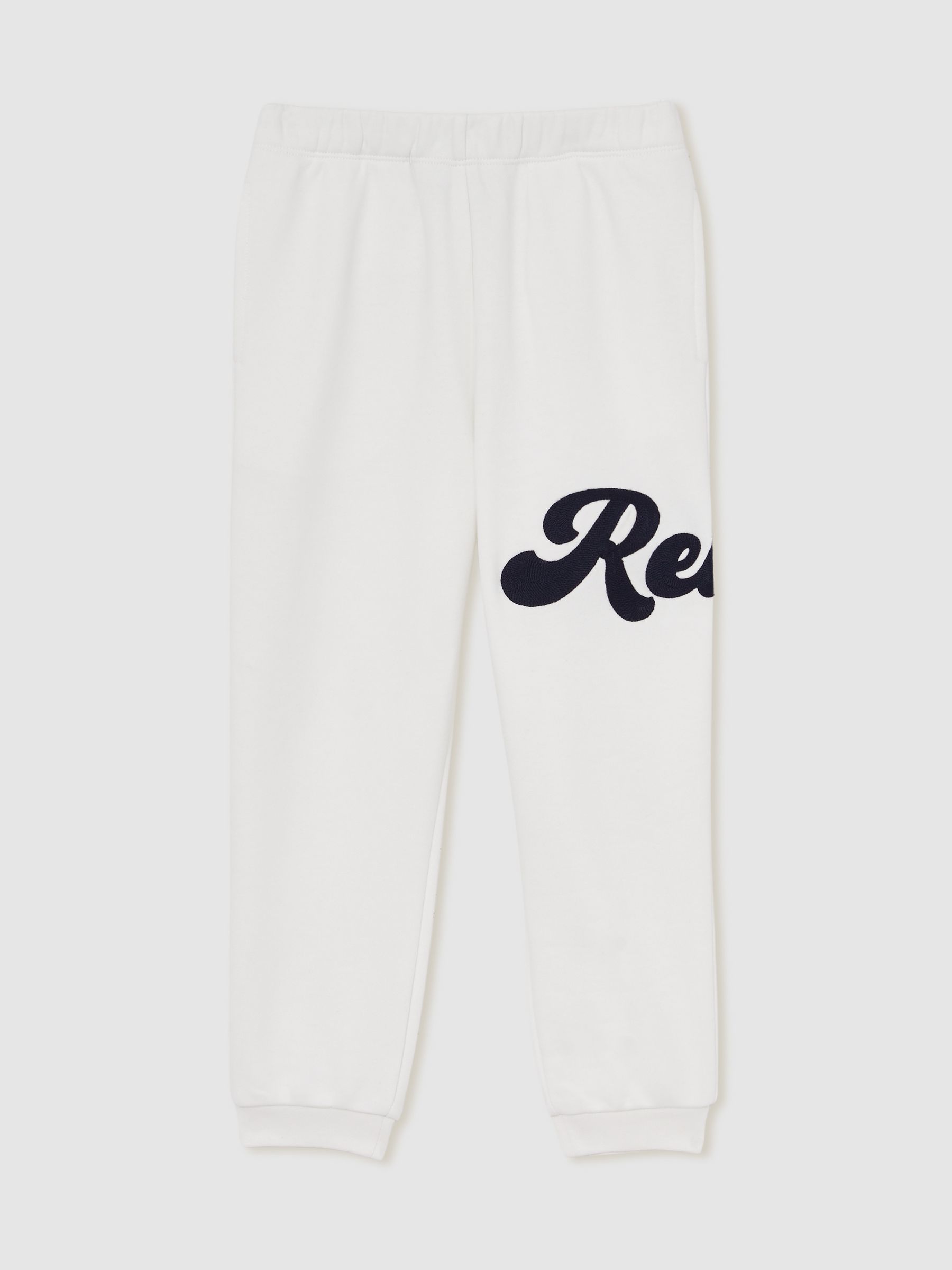 9-13 yrs Cotton-Blend Logo Script Joggers in White