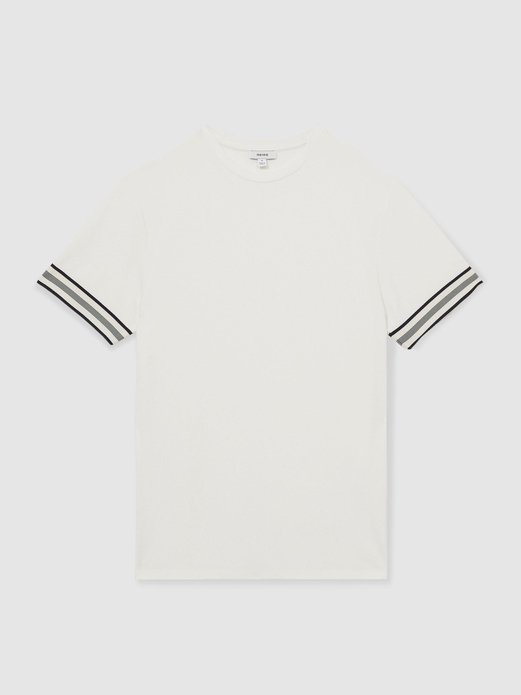 Tape-Cuff Textured T-Shirt in White
