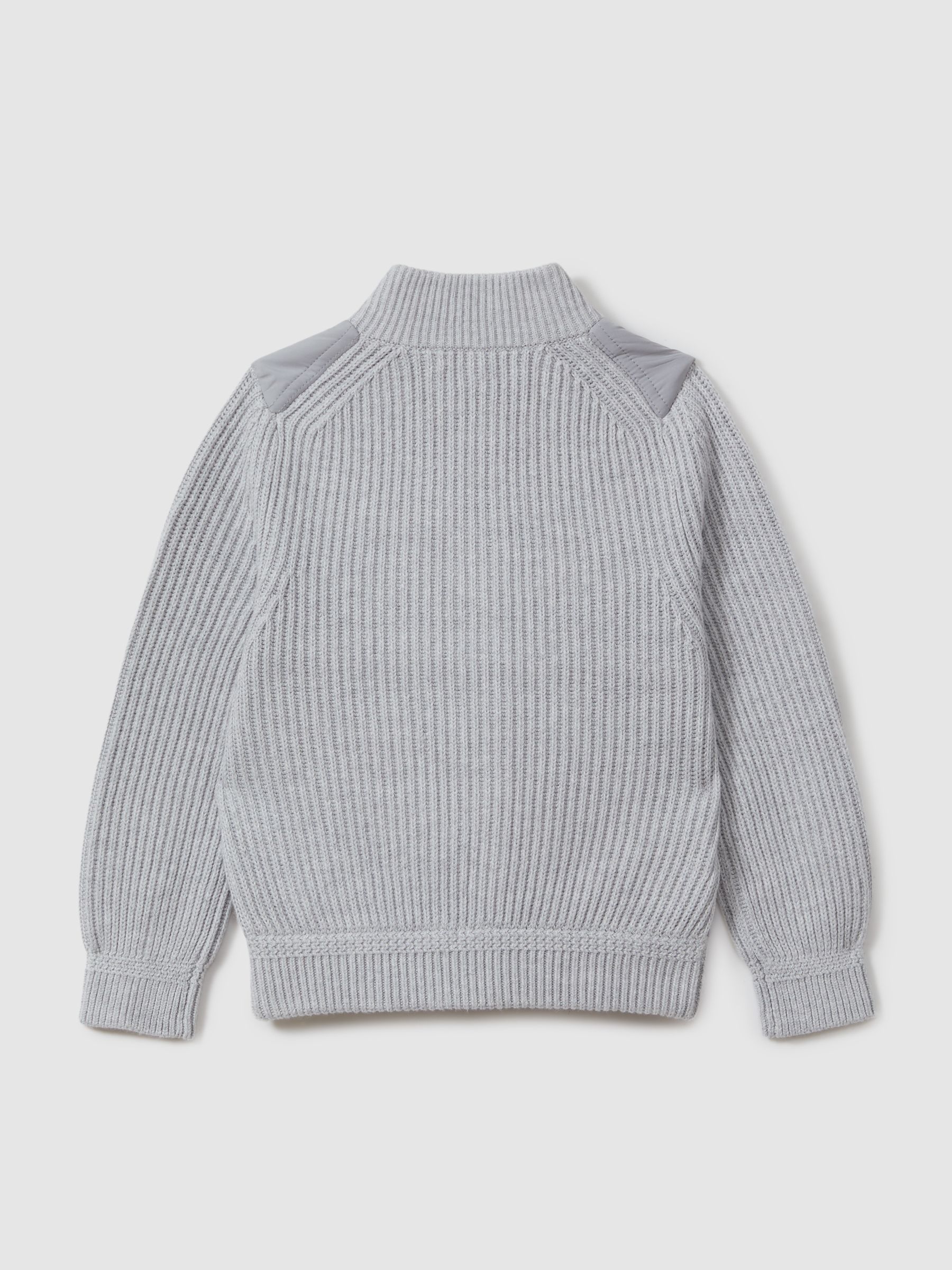 9-14 yrs Hybrid Zip Through Quilted Jacket in Soft Grey Melange