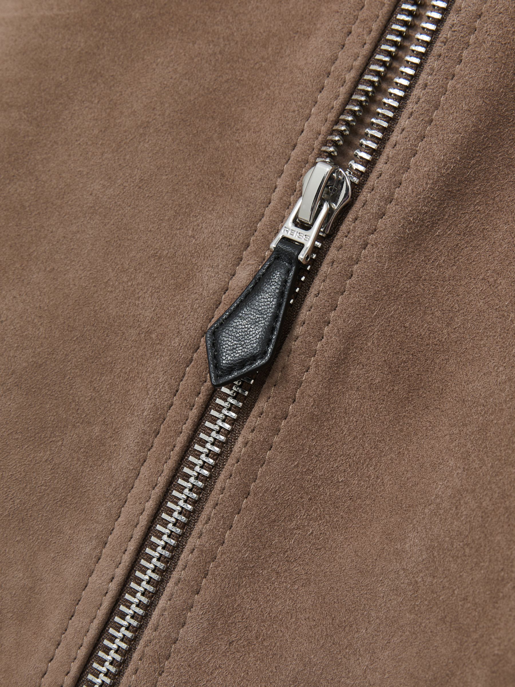 Suede Zip-Through Bomber Jacket in Mink