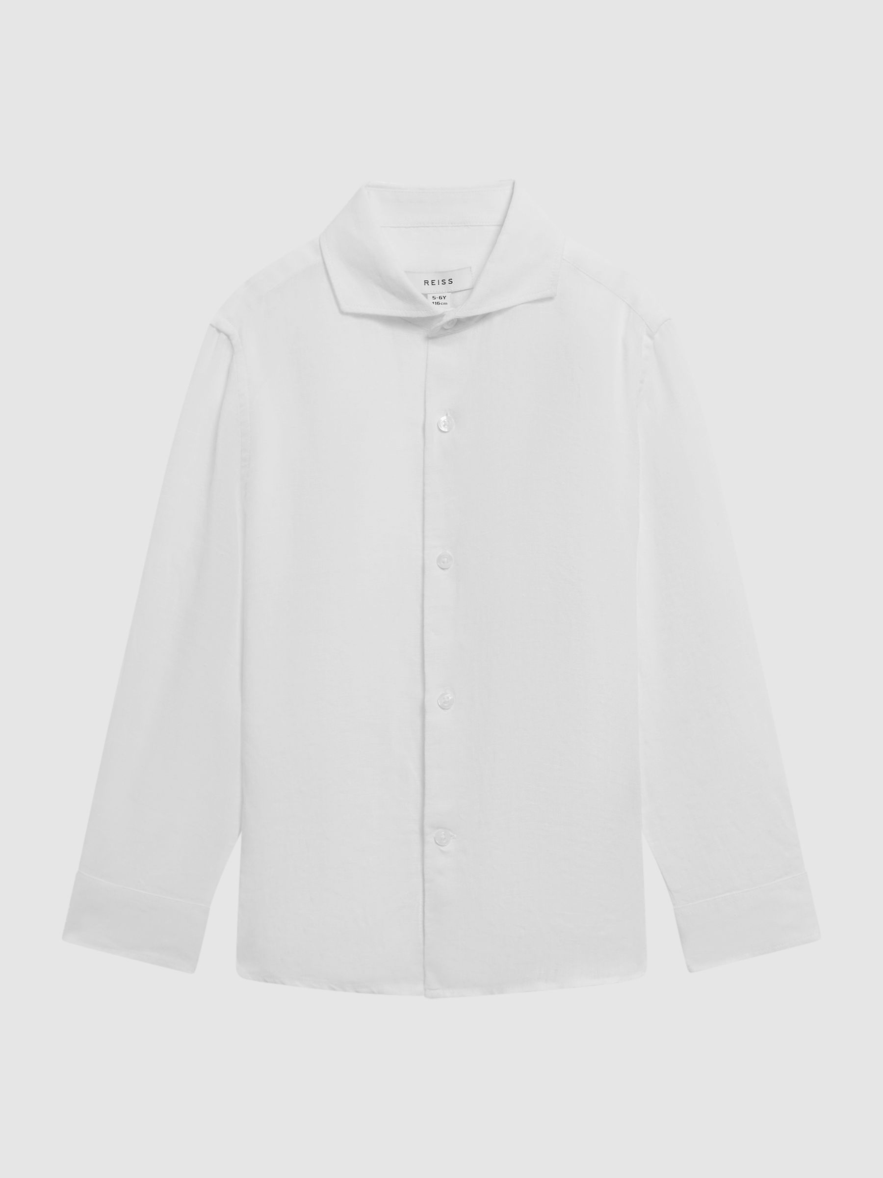 9-13 yrs Linen Cutaway Collar Shirt in White
