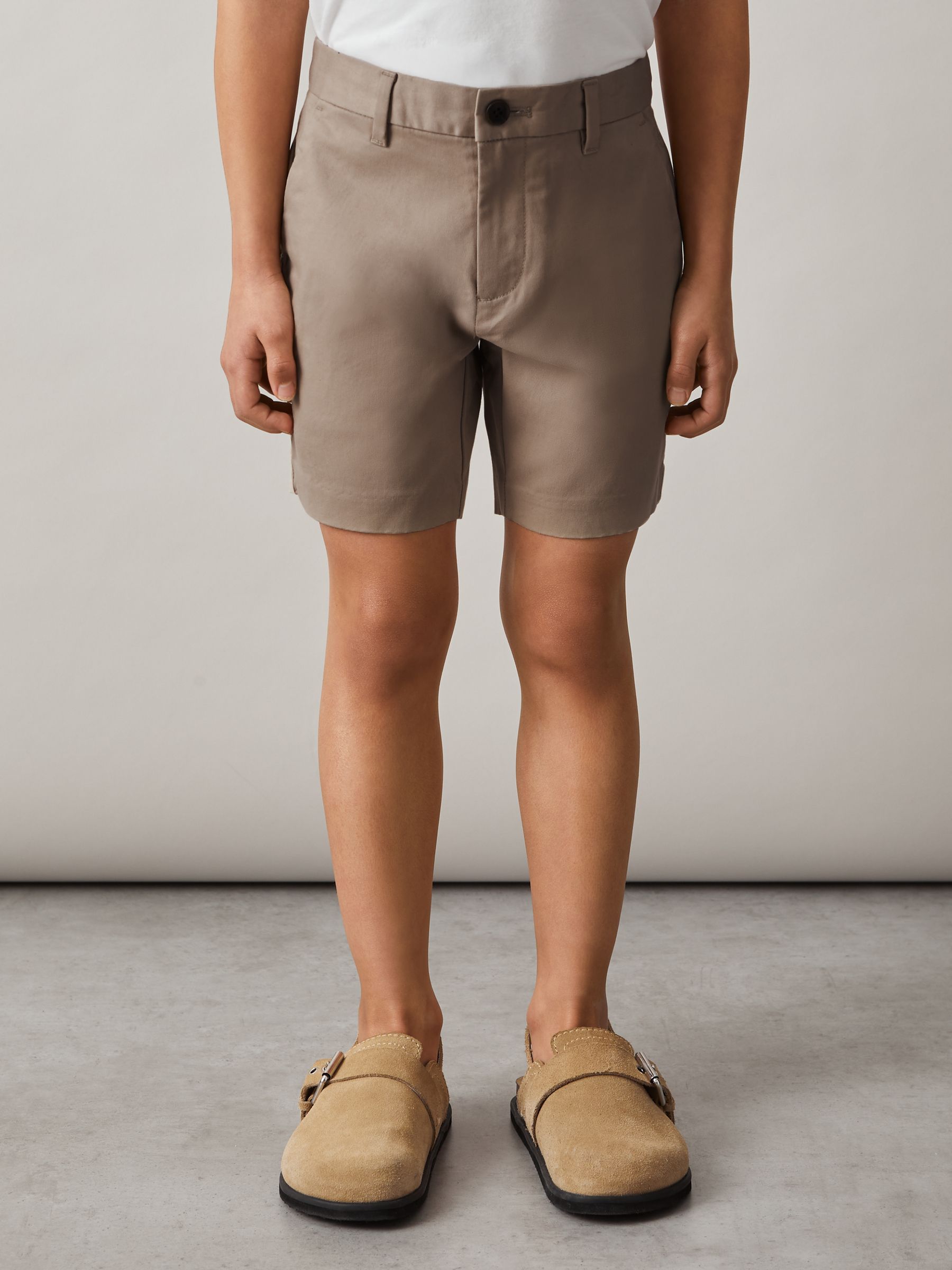 9-13 yrs Cotton Chino Shorts with Stretch in Stone