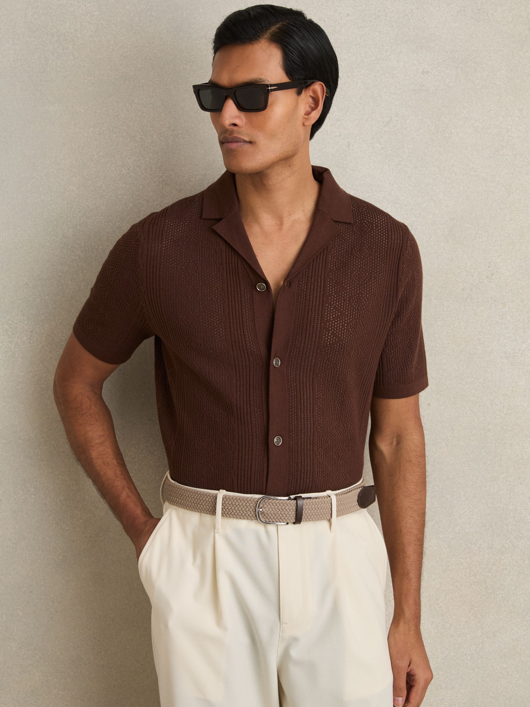 Basket Weave Belt in Stone