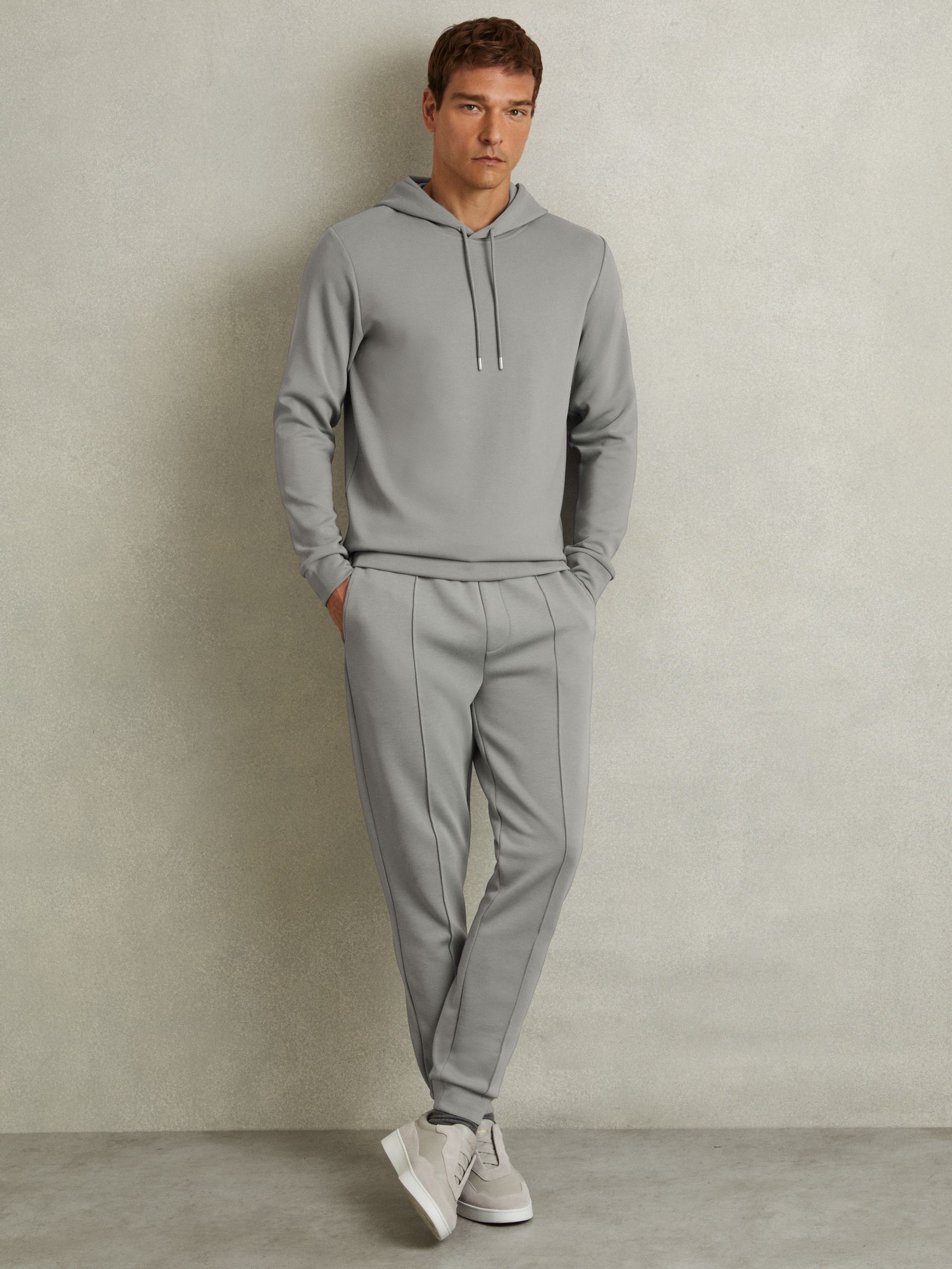 Interlock-Jersey Drawstring Joggers in Flint Grey
