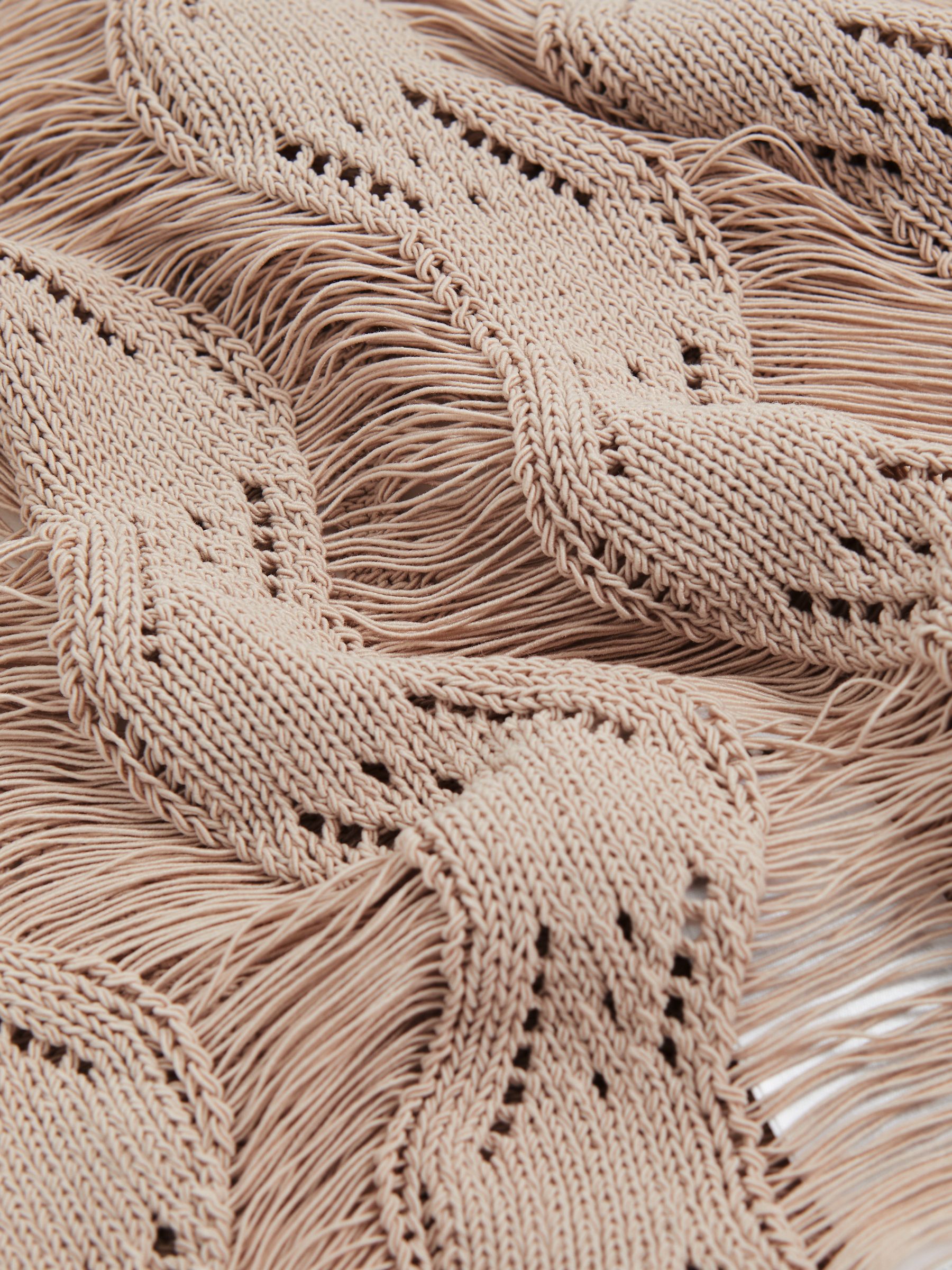 Cotton Blend Ladder Knit Top in Taupe Neutral