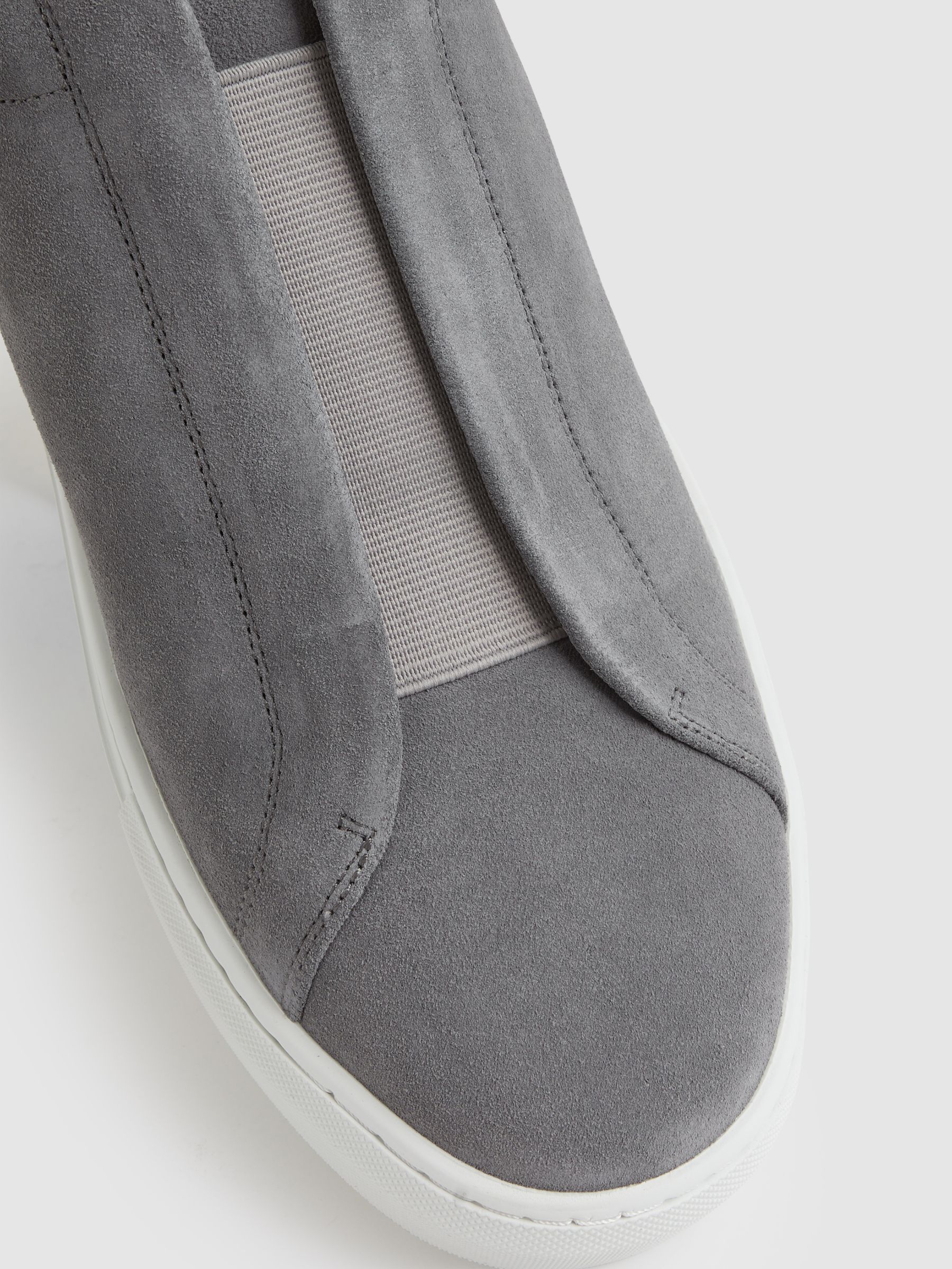Suede Slip-On Elasticated Trainers in Grey