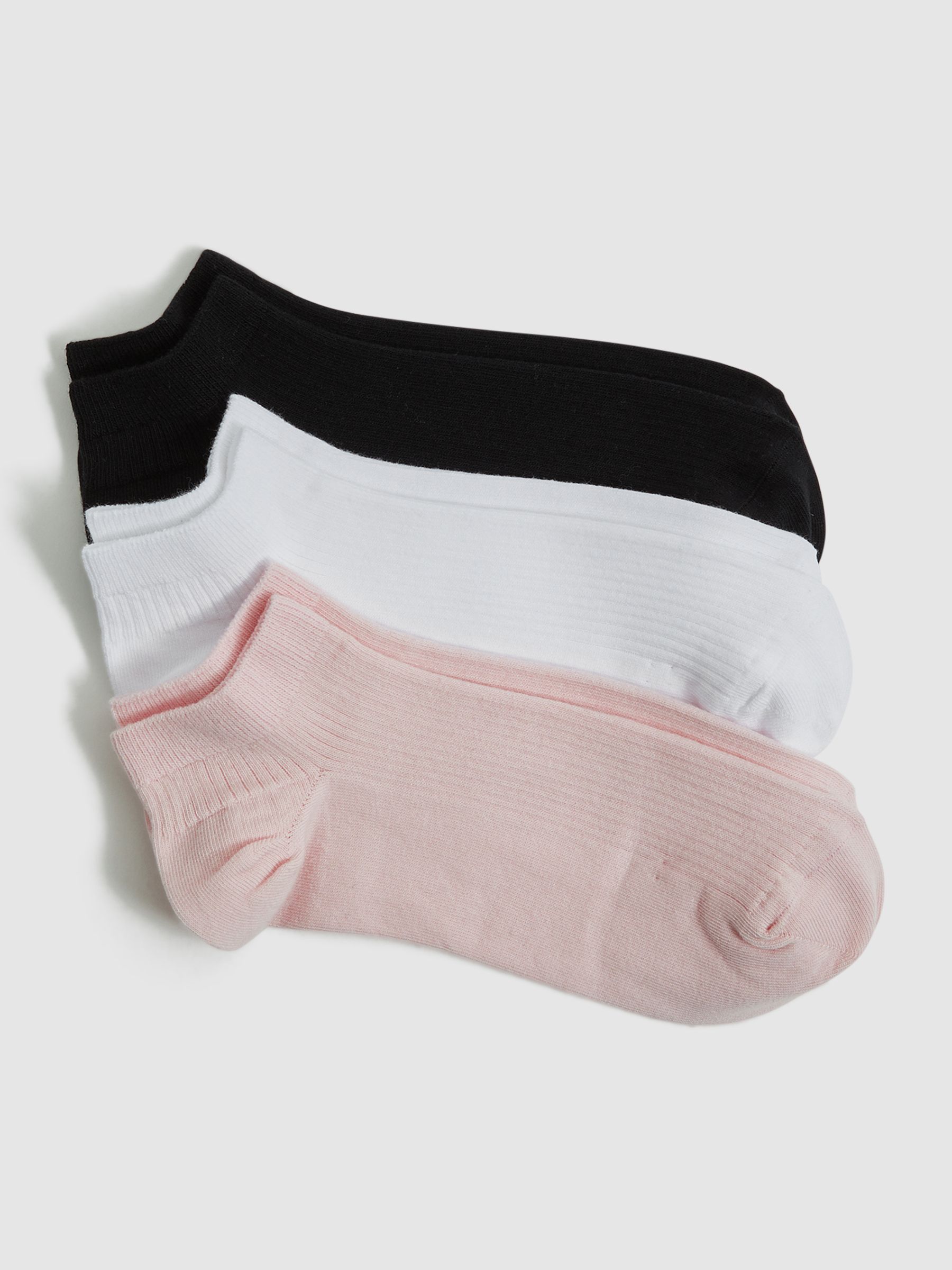3 Pack of Trainer Socks in Black/Blush