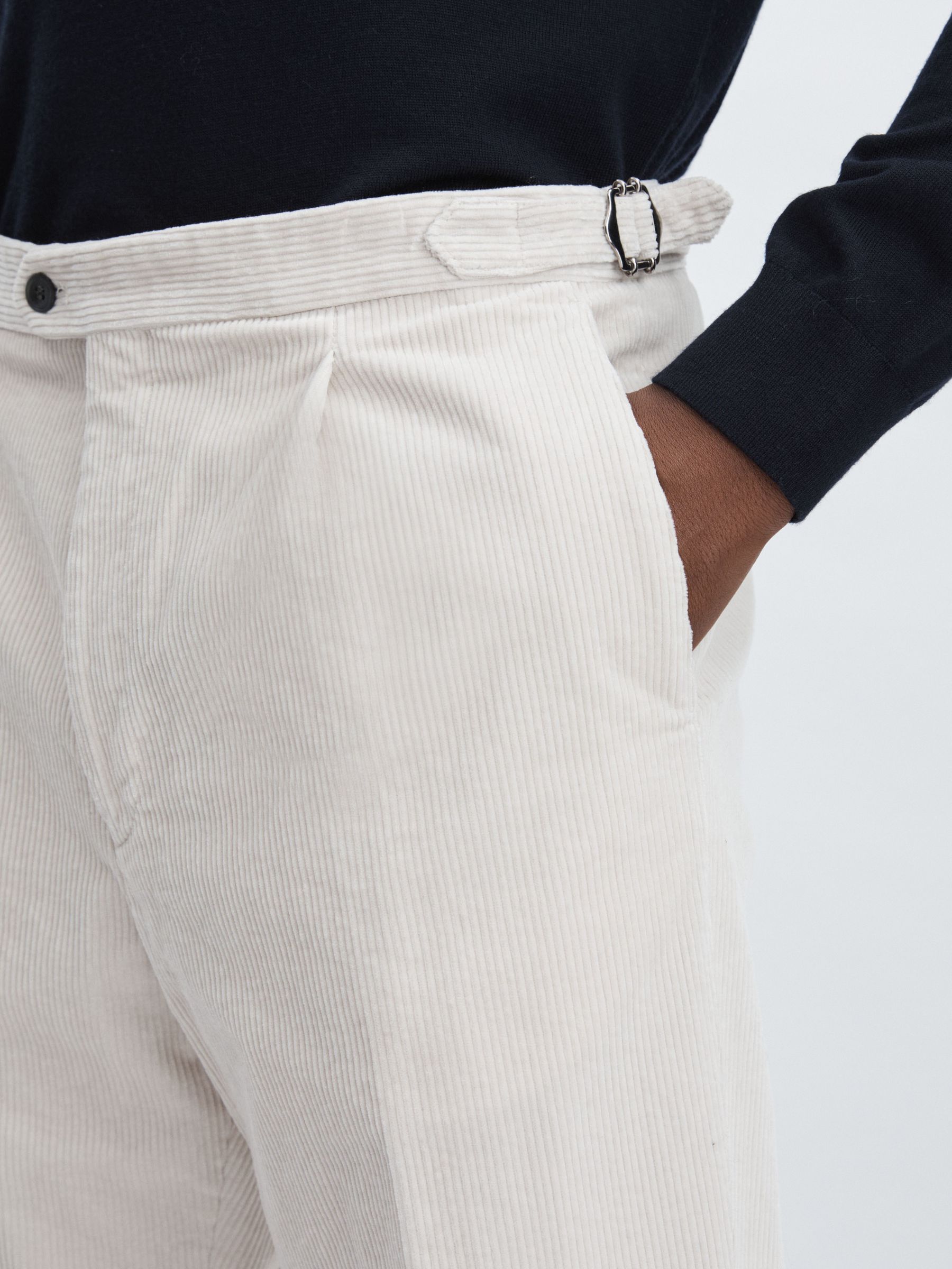 Oscar Jacobson Regular-Fit Corduroy Trousers in White