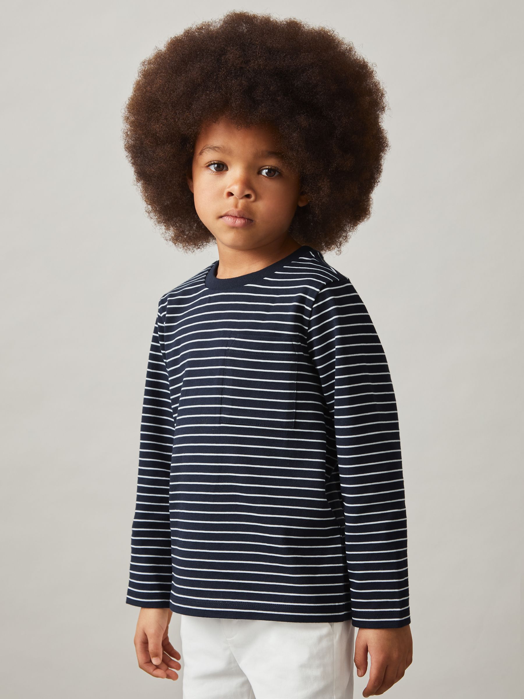 9-13 yrs Stretch-Cotton Stripe T-Shirt in Navy/White