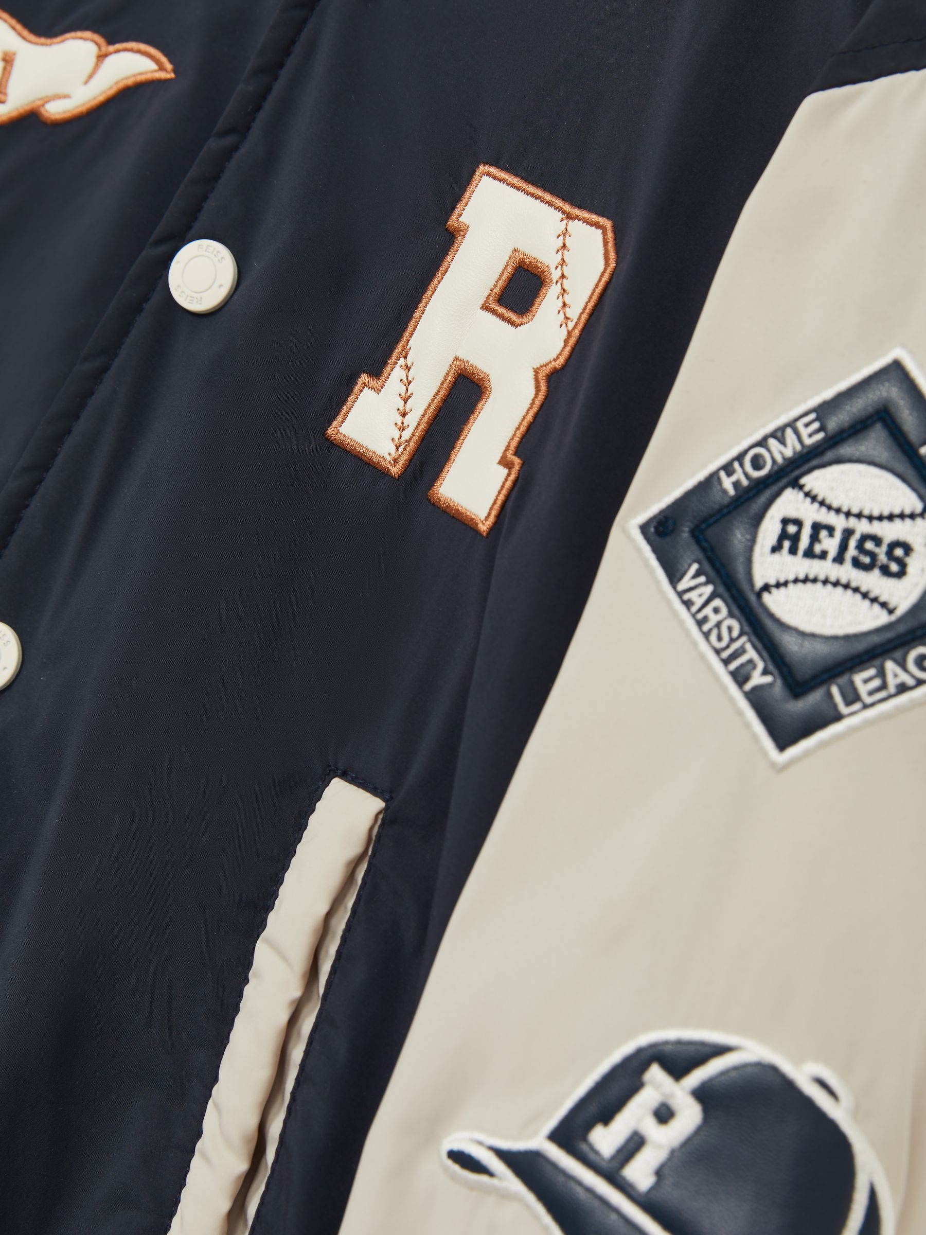 3-9 yrs Home-Run Colourblock Bomber Jacket in Navy/Stone