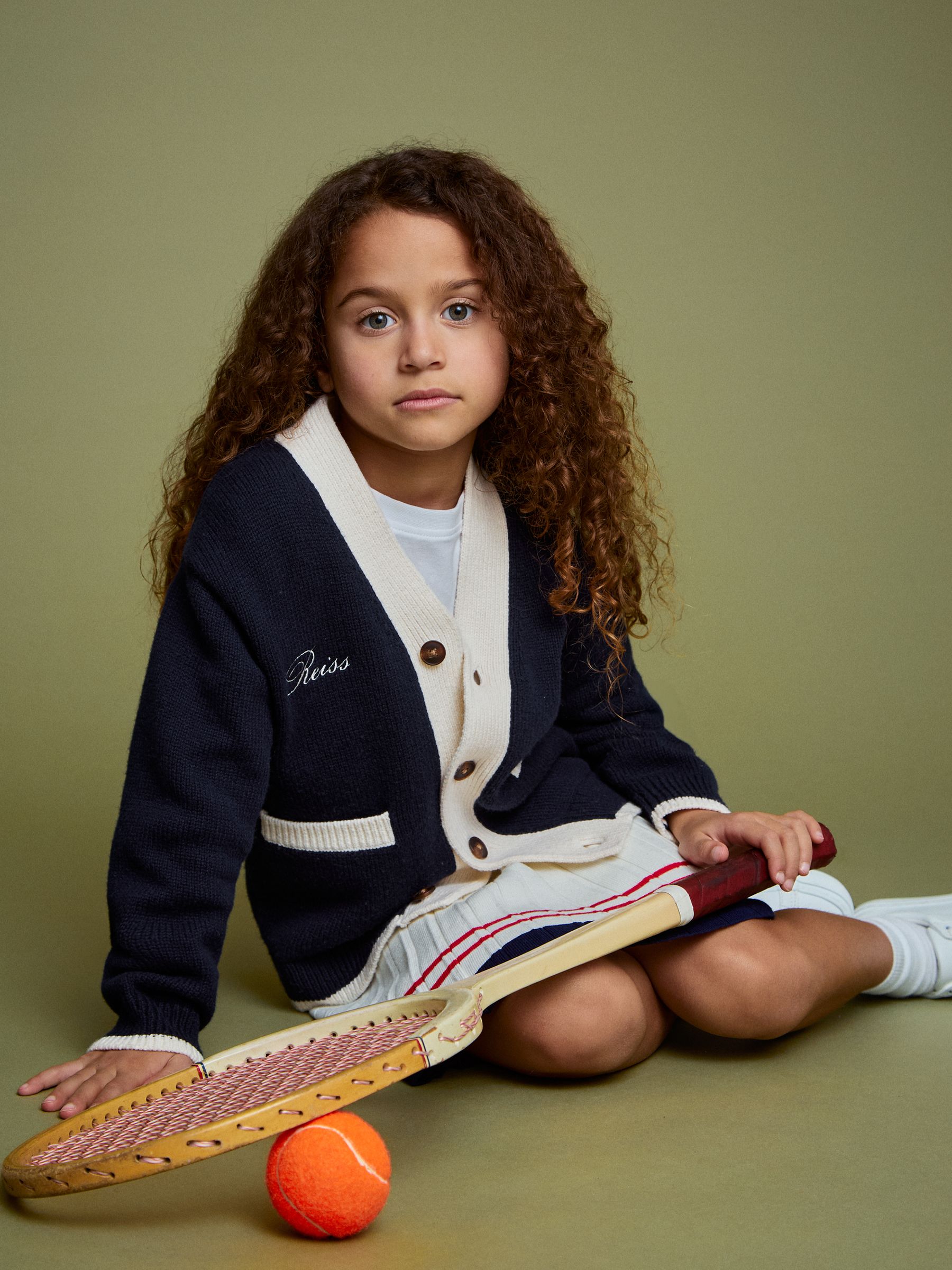 9-12 yrs SmileyWorld | Reiss Logo Cardigan Unisex Fit in Off White