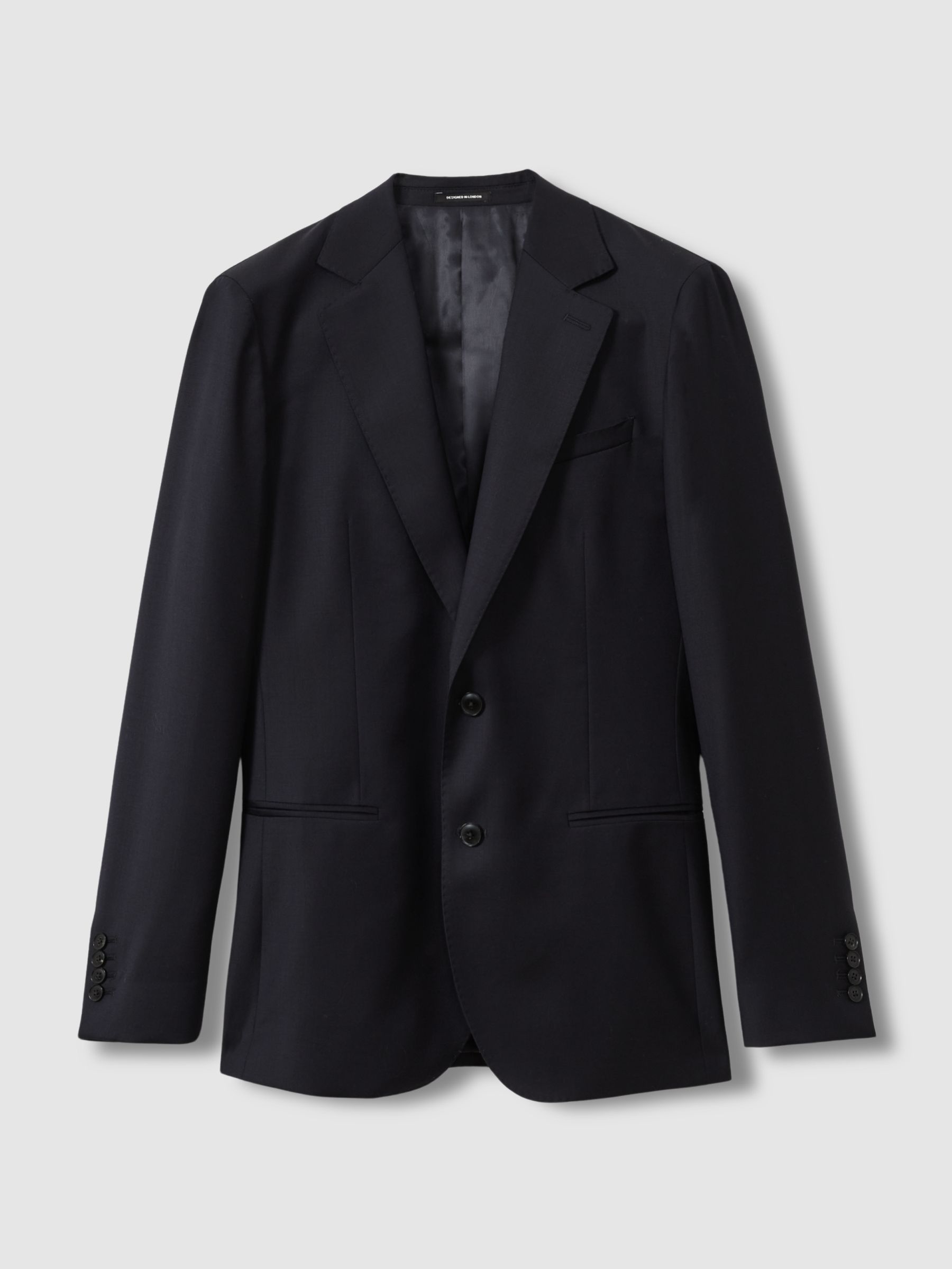 Slim-Fit Single Breasted Wool Suit Jacket in Navy