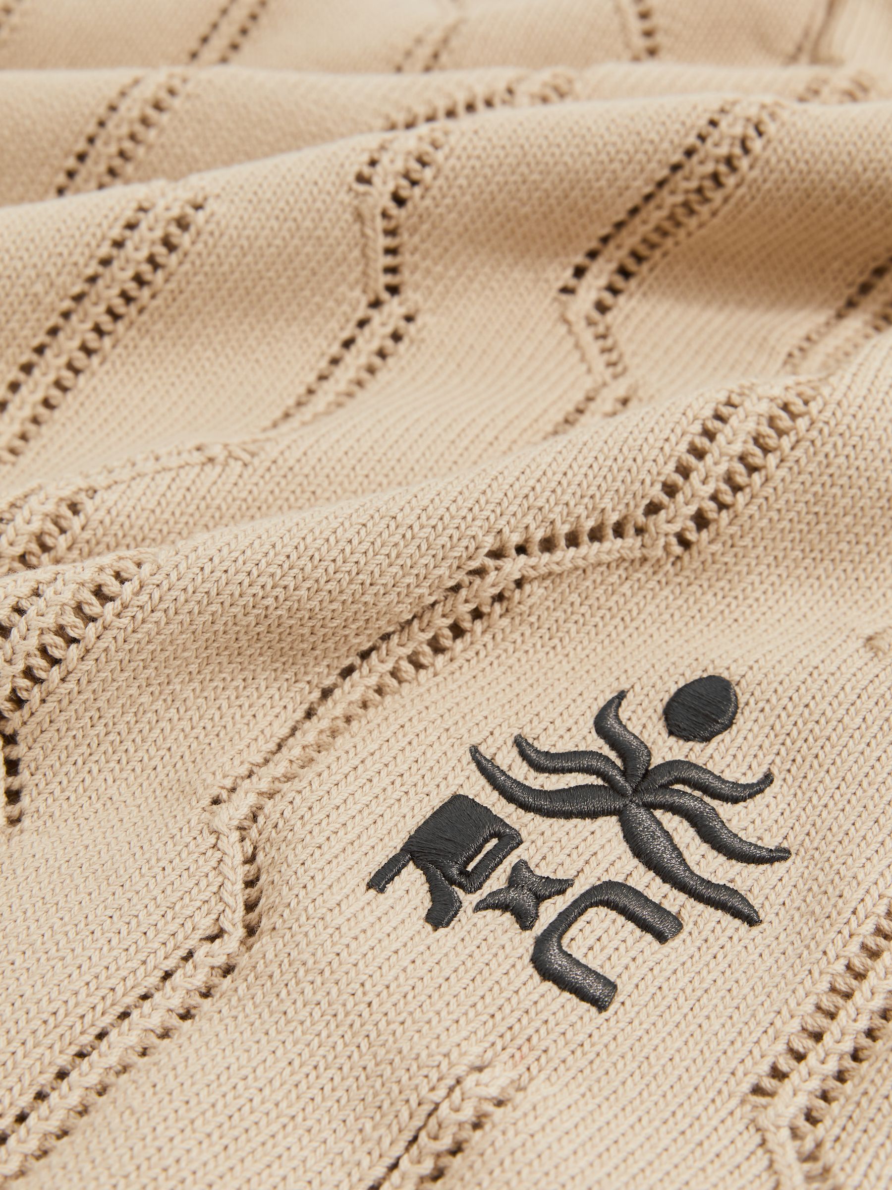 Reiss | Ché Pointelle V-Neck Vest in Stone