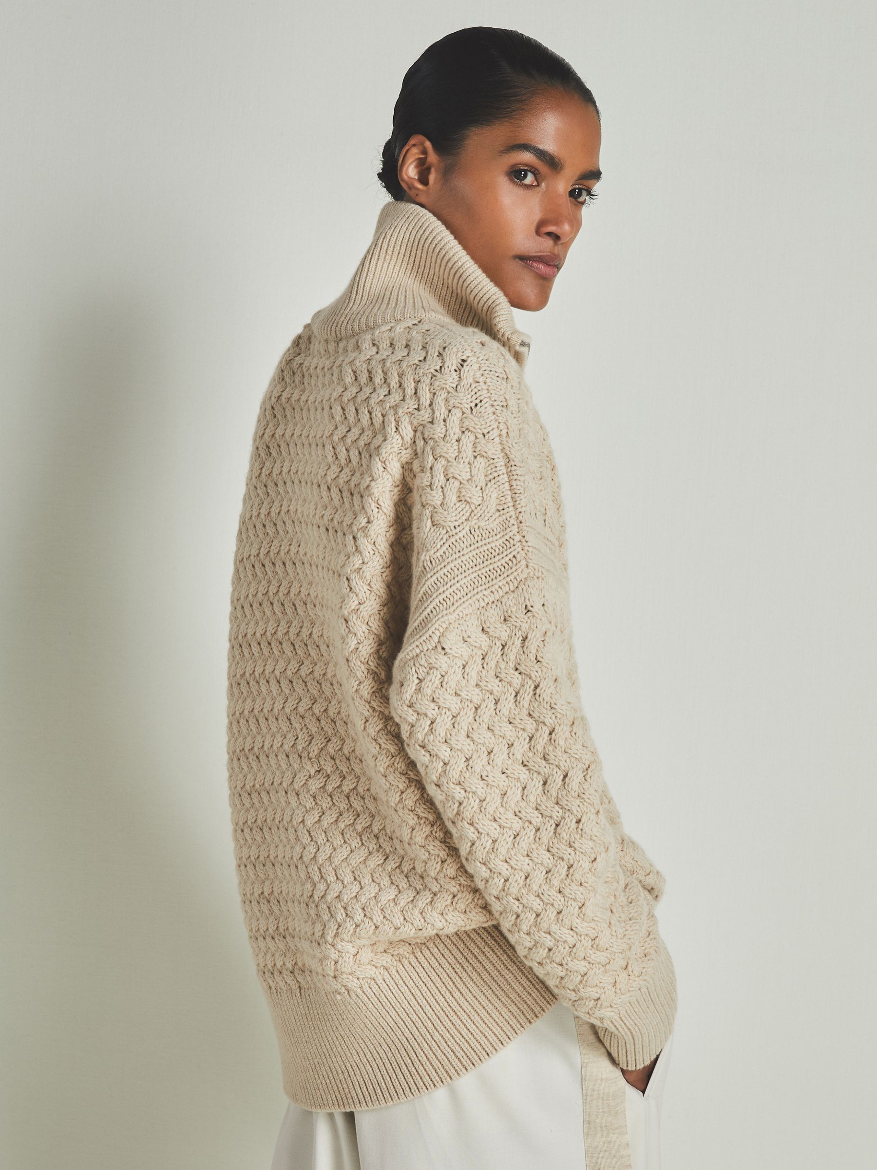 Reiss | Les 100 Ciels Wool and Cashmere Jumper in Stone