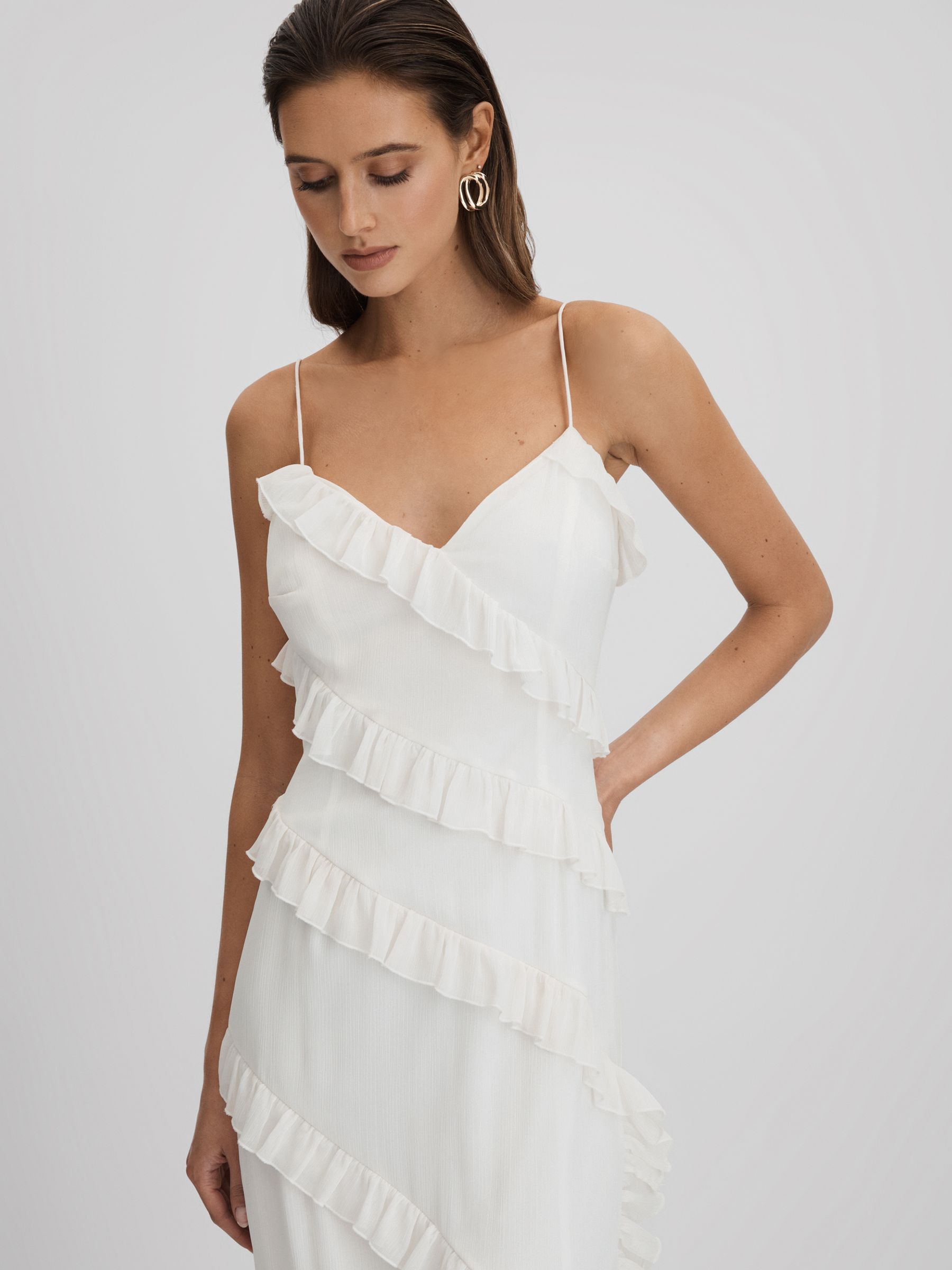 Amur Ruffle Maxi Dress in White