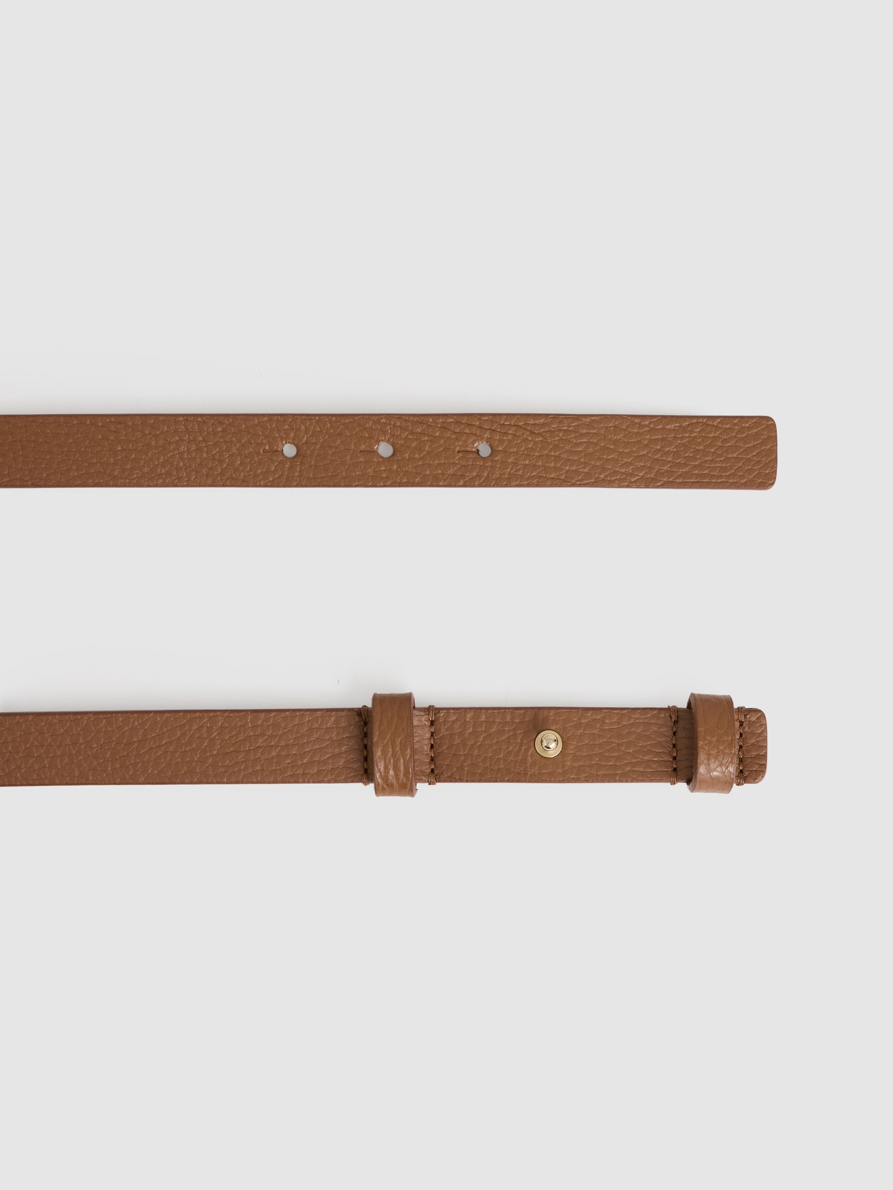 Leather Square Hinge Belt in Tan