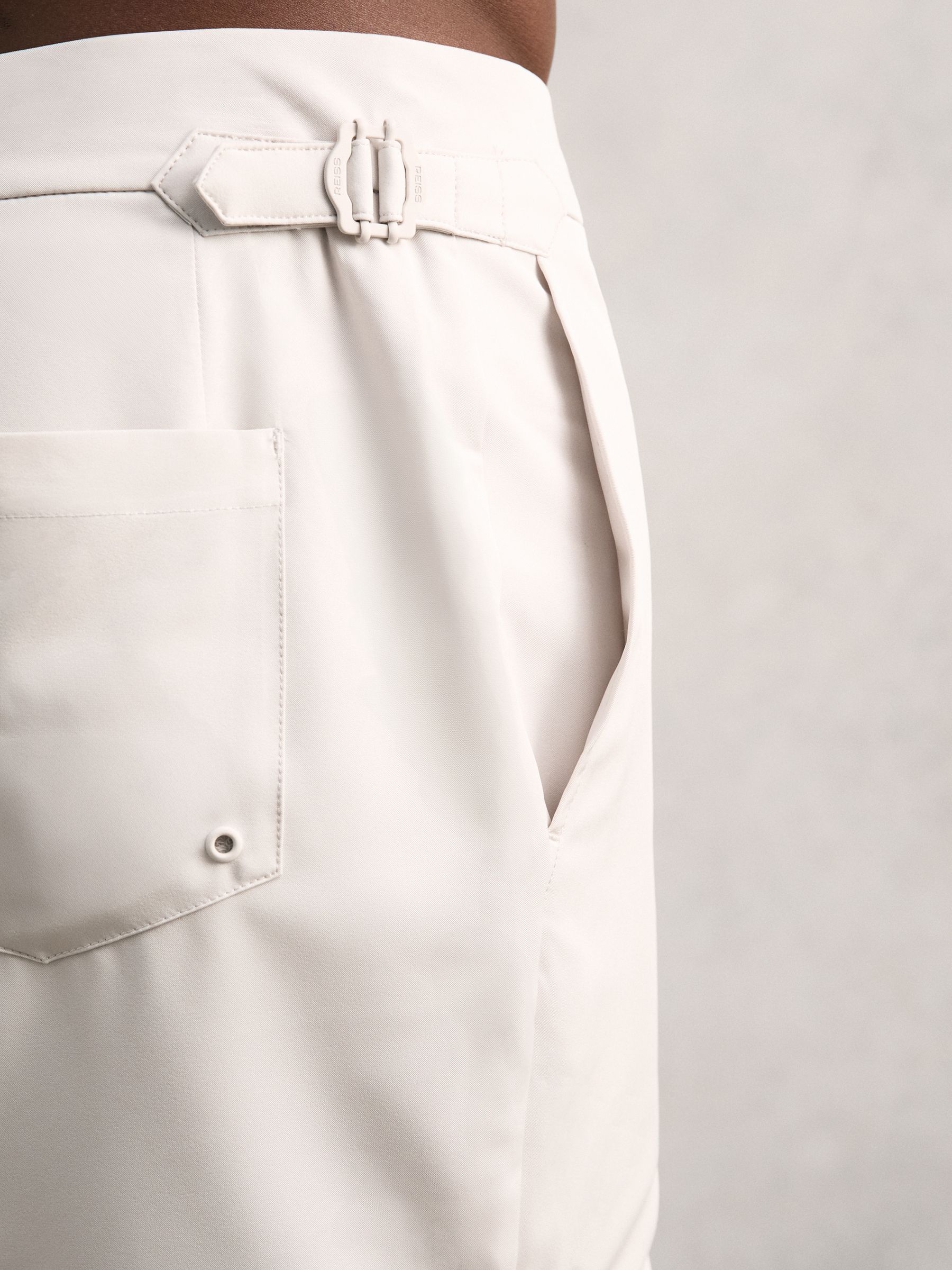 Side-Adjuster Swim Shorts in Off White