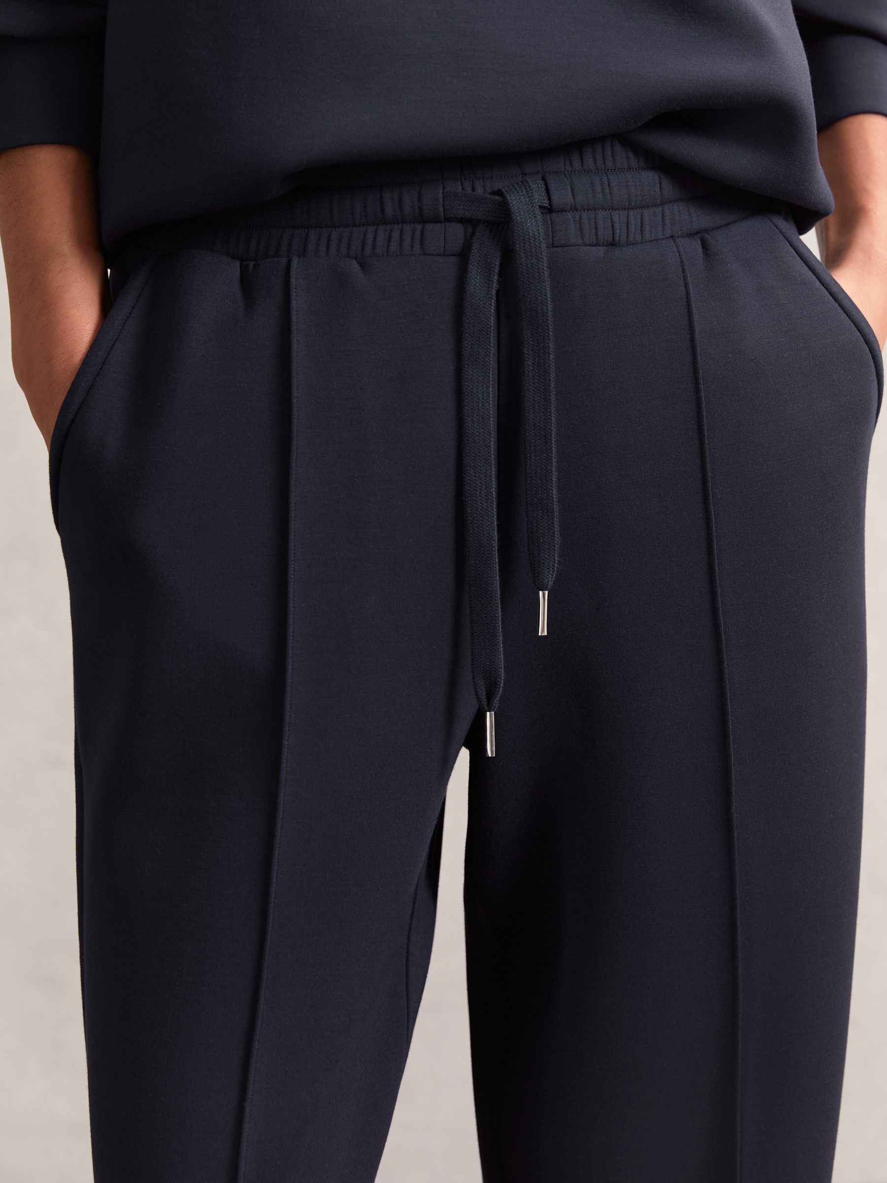 Modal-Blend Interlock Wide-Leg Joggers in Navy