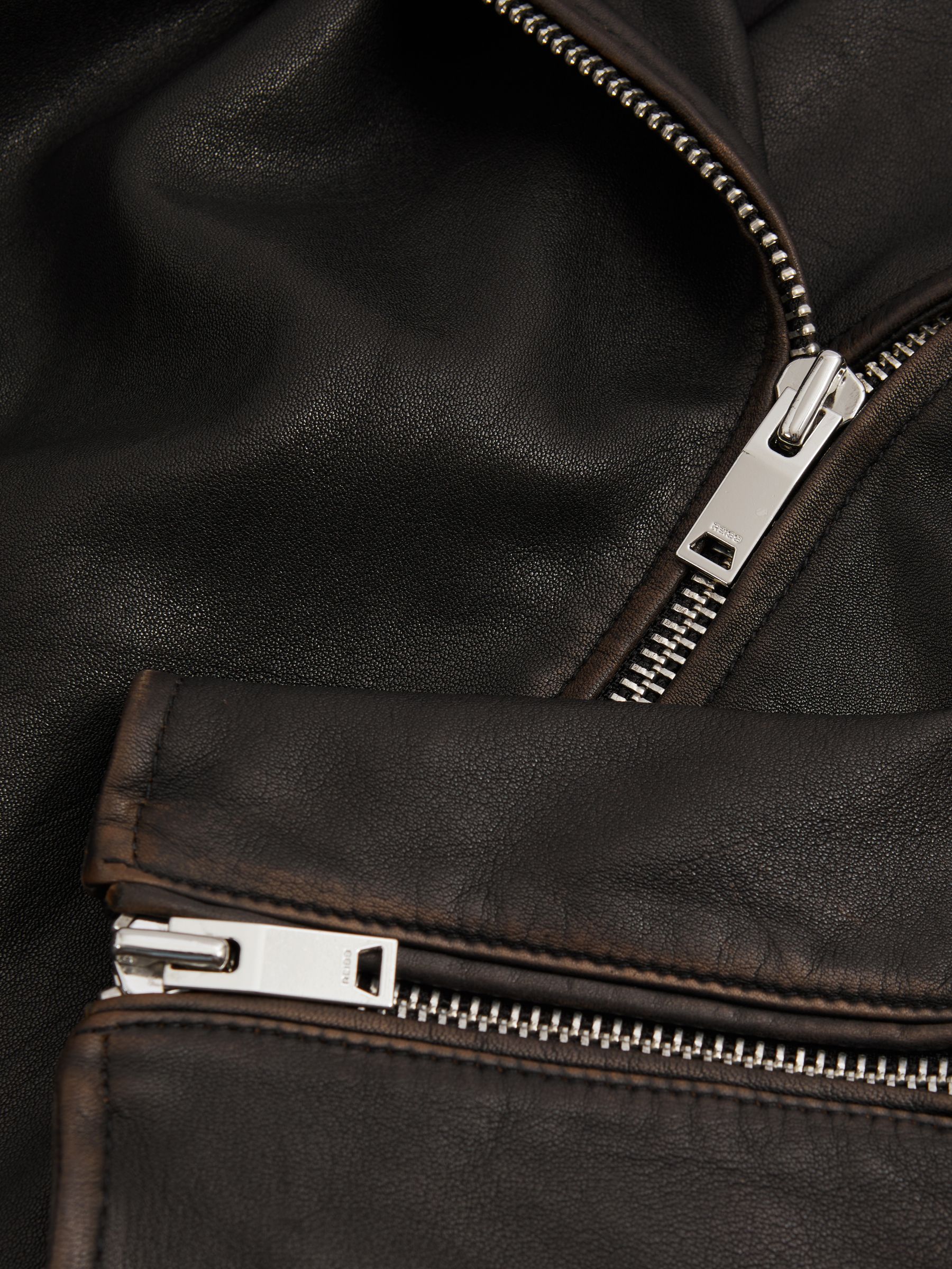 Beau Black Relaxed Leather Biker Jacket