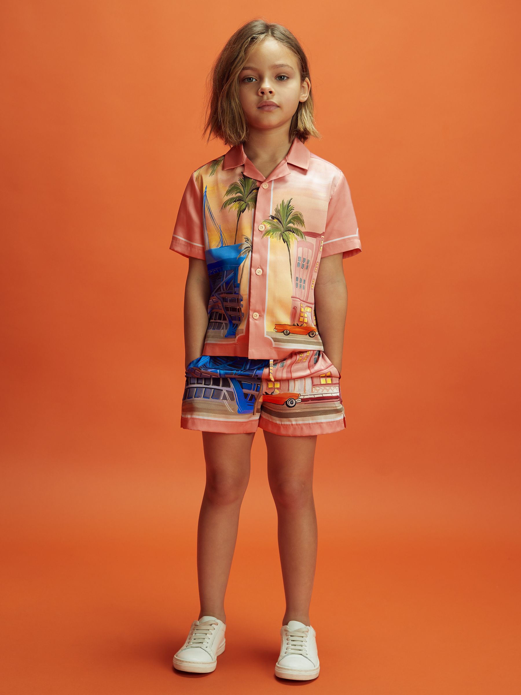 Junior McLaren F1 Miami Drawstring Shorts in Pink Multi