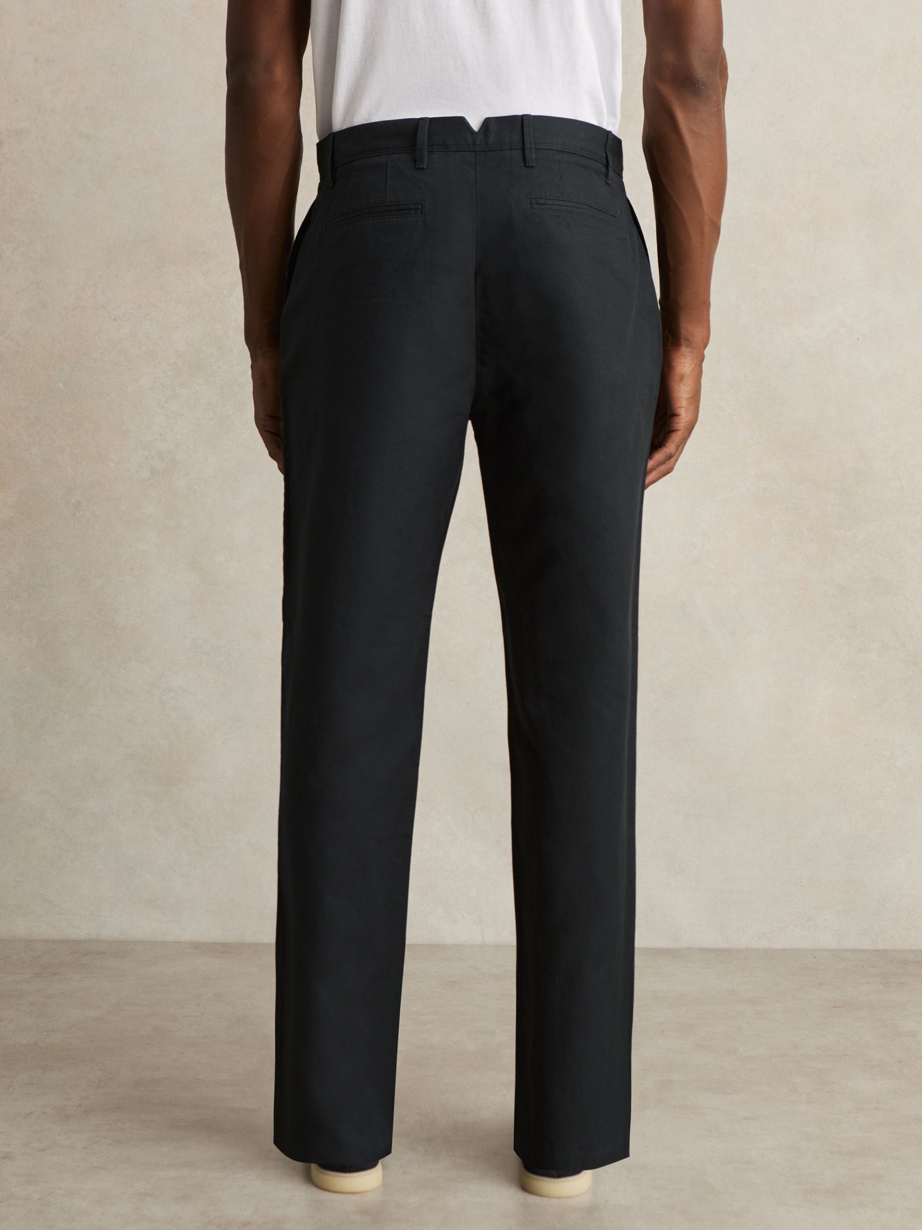 Cotton-Linen Relaxed-Fit Trousers in Navy