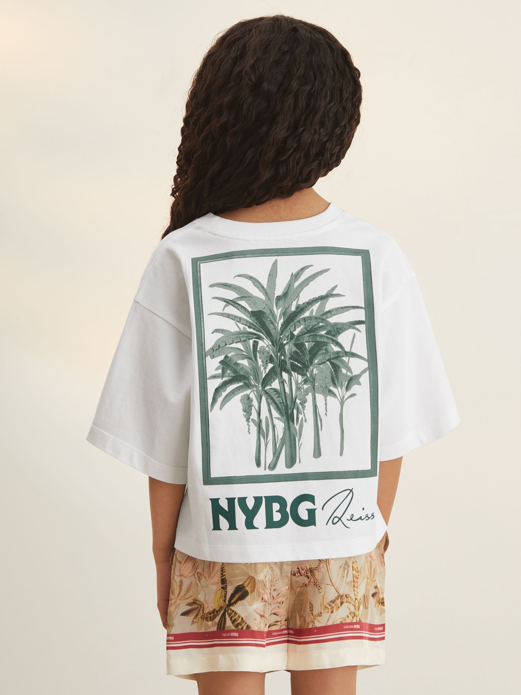 9-13 yrs Reiss | NYBG Floral Oversize T-Shirt in Khaki