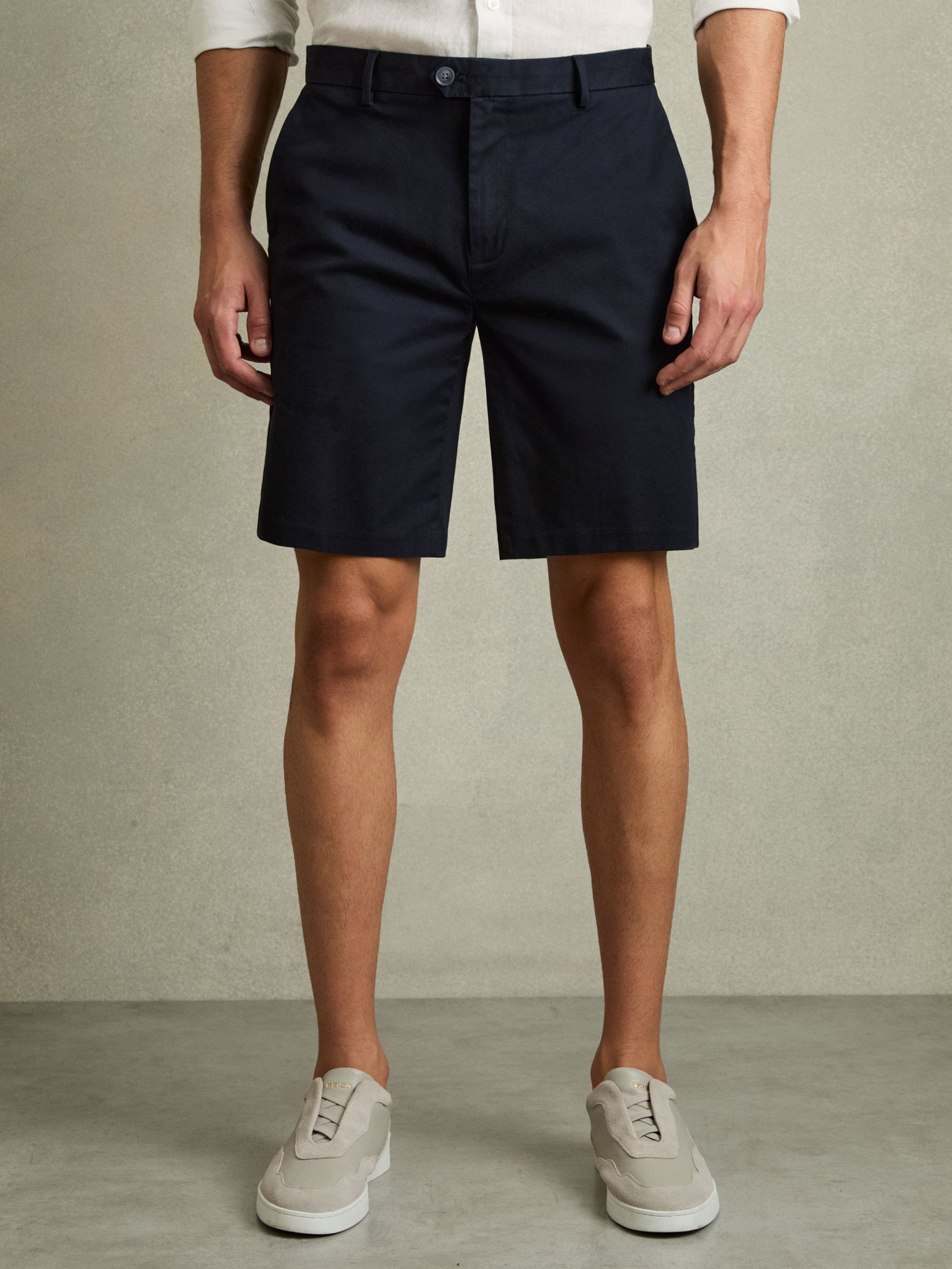 Cotton Chino Shorts with Stretch in Navy