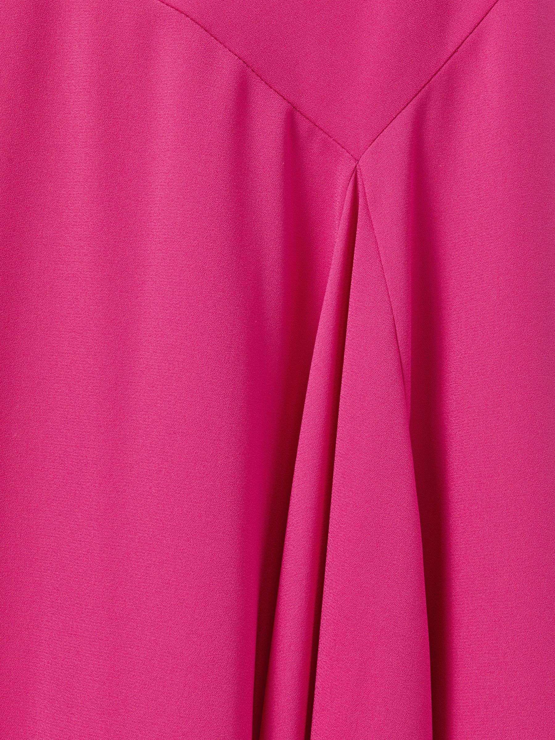 Florere Crepe Asymmetric Midi Dress in Deep Pink