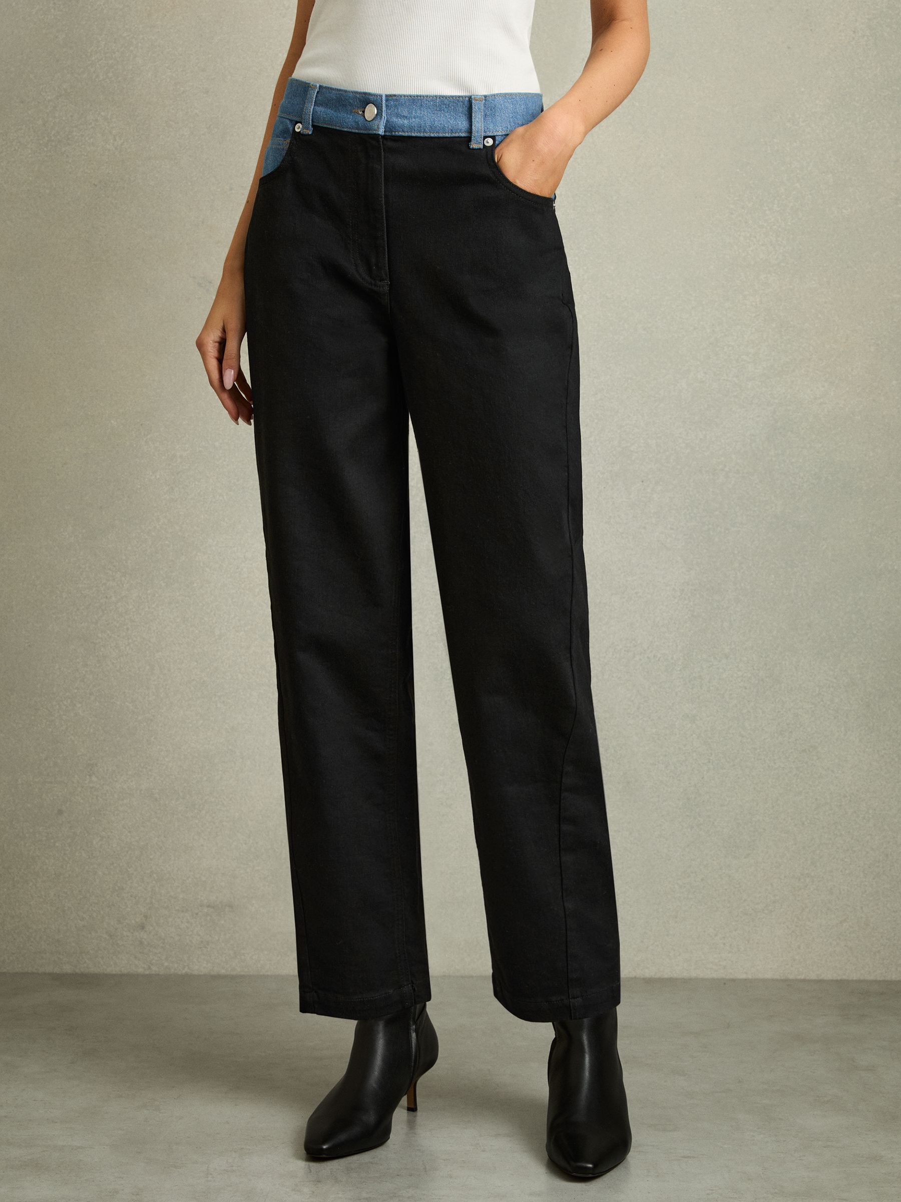 Colour-Block Straight-Leg Jeans in Black