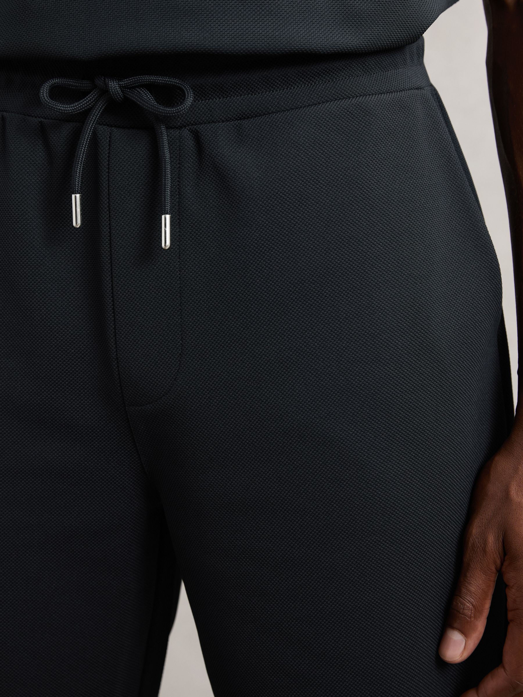 Textured Drawstring Shorts in Navy