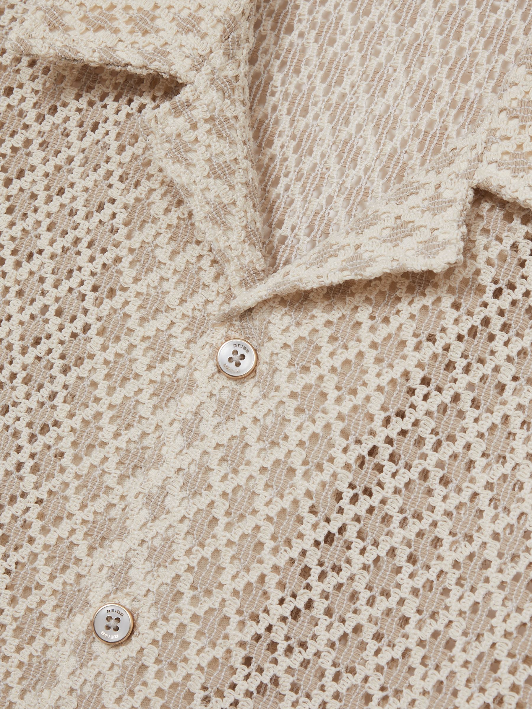 Crochet Cuban-Collar Shirt in Oatmeal