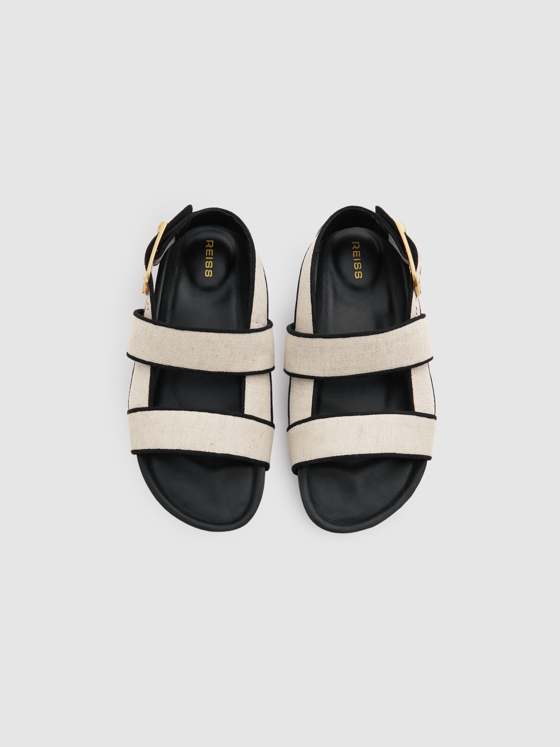 Strappy Chunky Canvas Sandals in Black