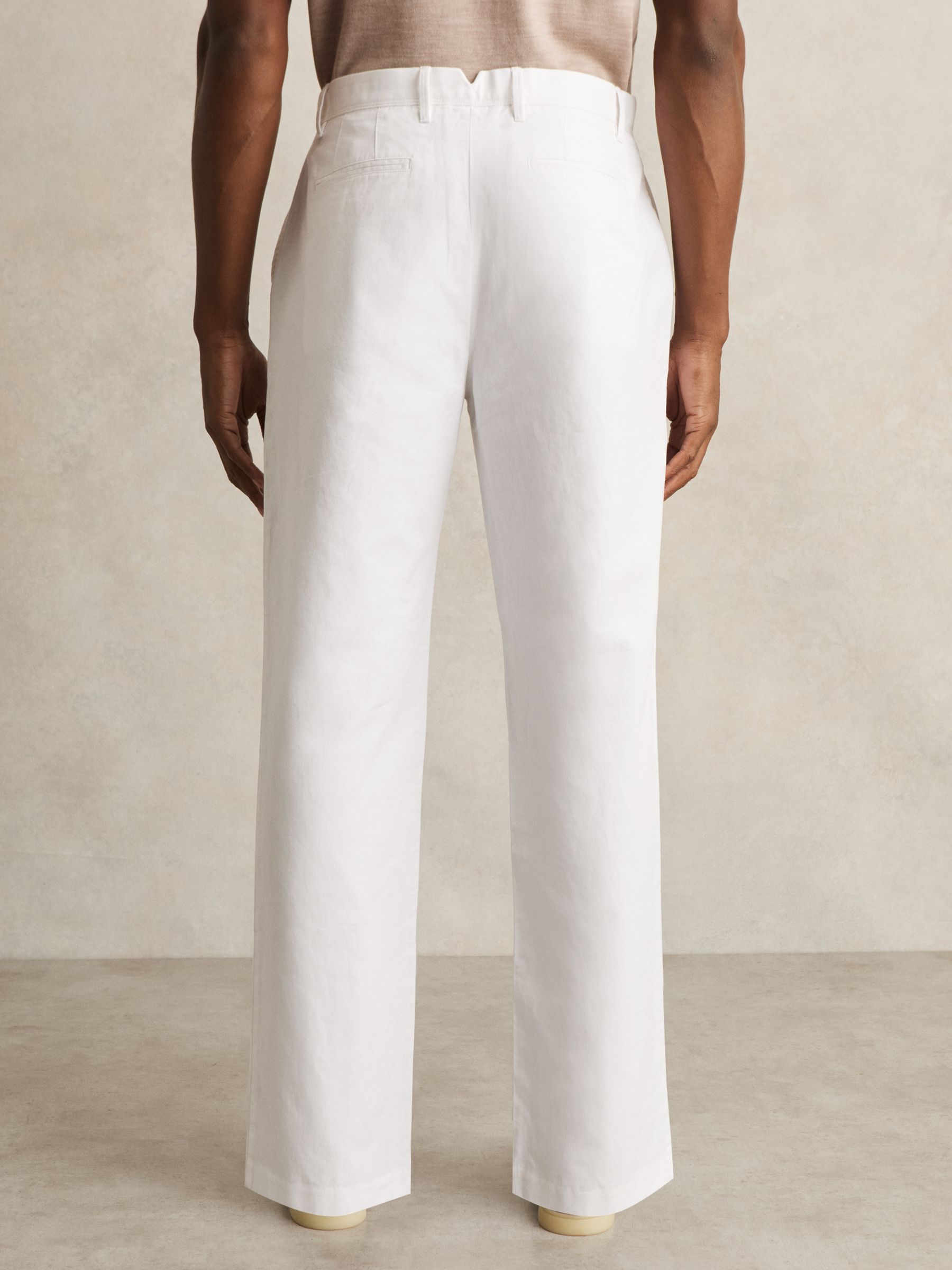 Cotton-Linen Relaxed-Fit Trousers in White