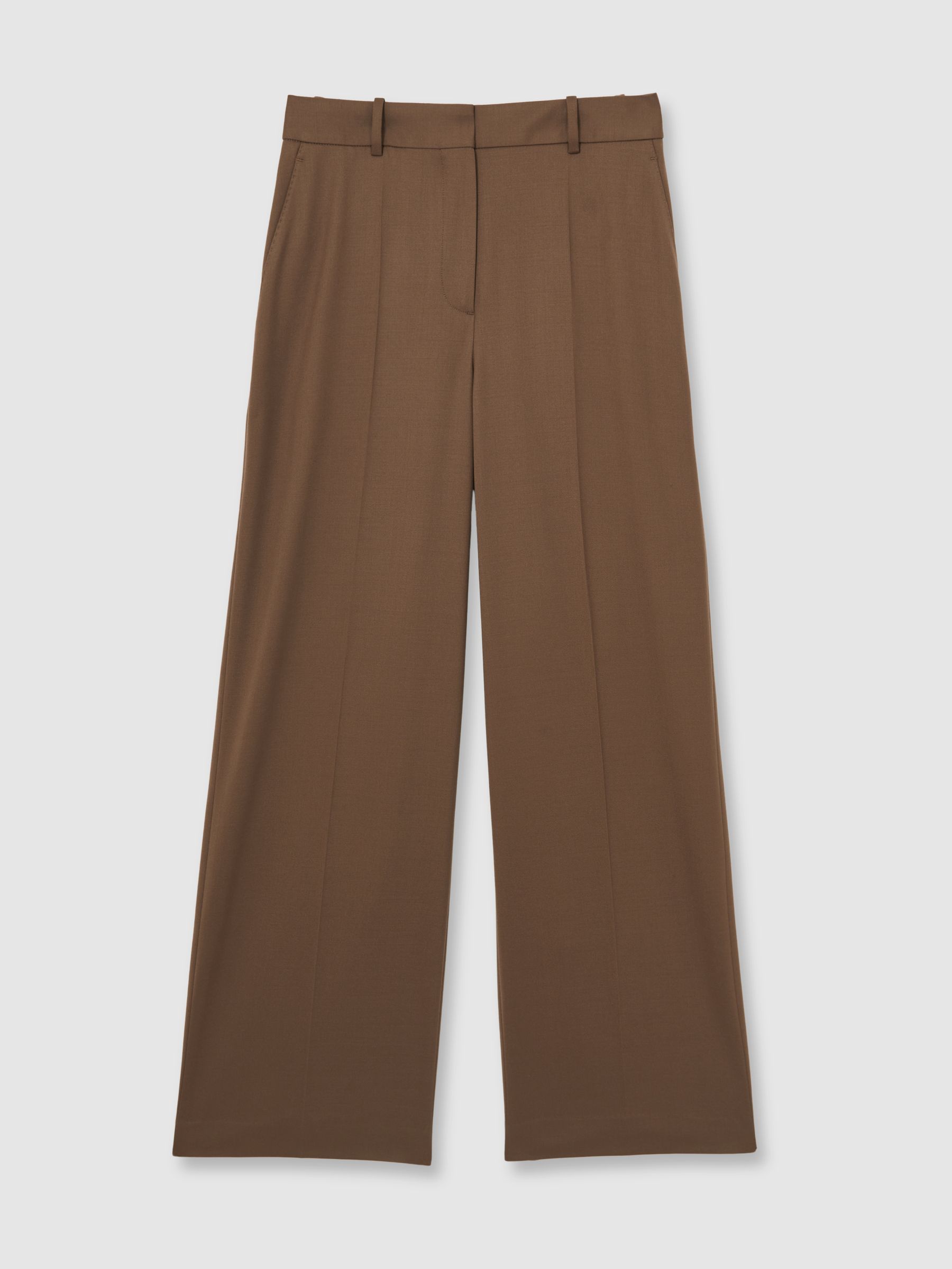 Petite Wool-Blend Wide-Leg Suit Trousers in Tan